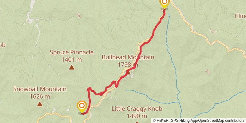 Mountains-to-Sea Trail stage 16 Map