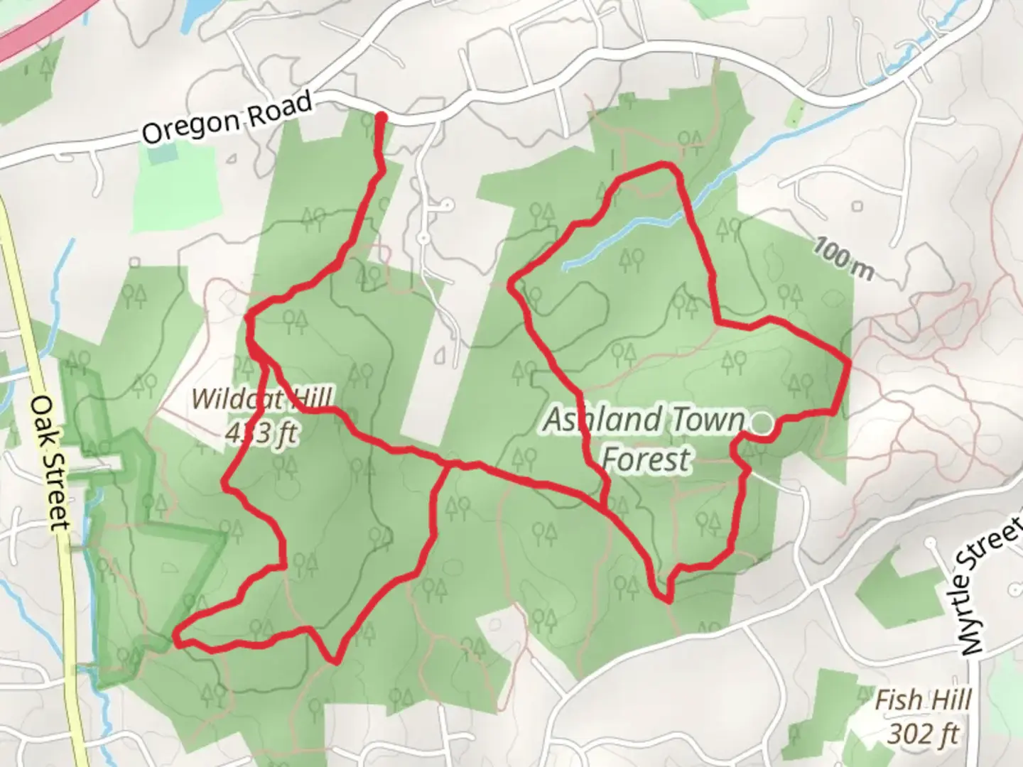 An image depicting the trail Wildcat Hill Loop via Bay Circuit Trail and its surrounding area.