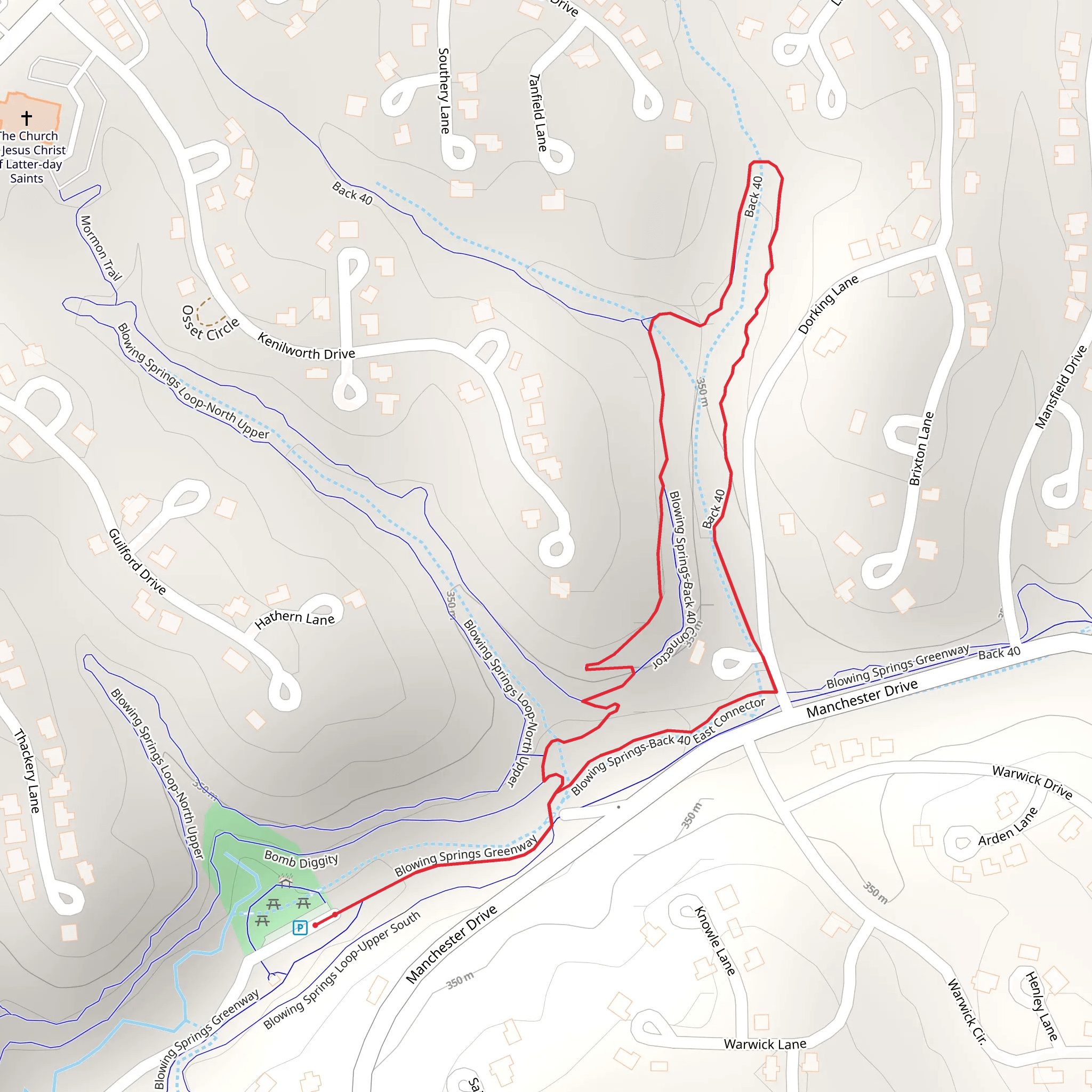Blowing Springs-Back 40 East Connector Loop mobile static map