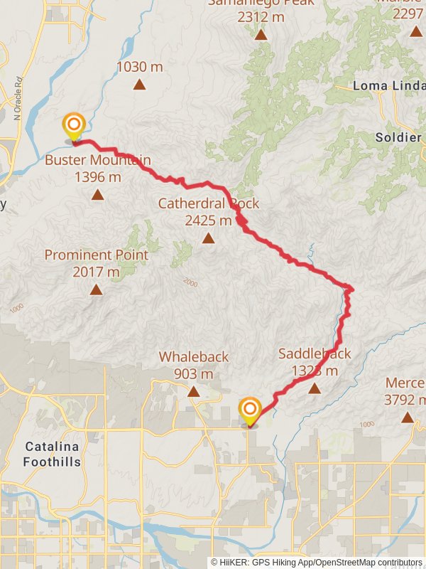 Romero Pass and Sabino Canyon Trail from Catalina State Park Road
