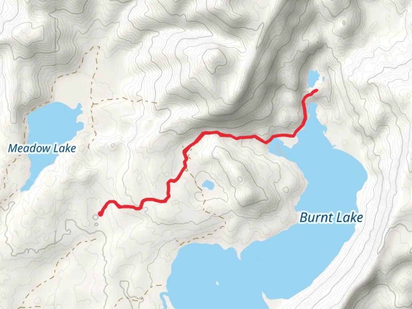 An image depicting the trail Burnt Lake Trail and its surrounding area.