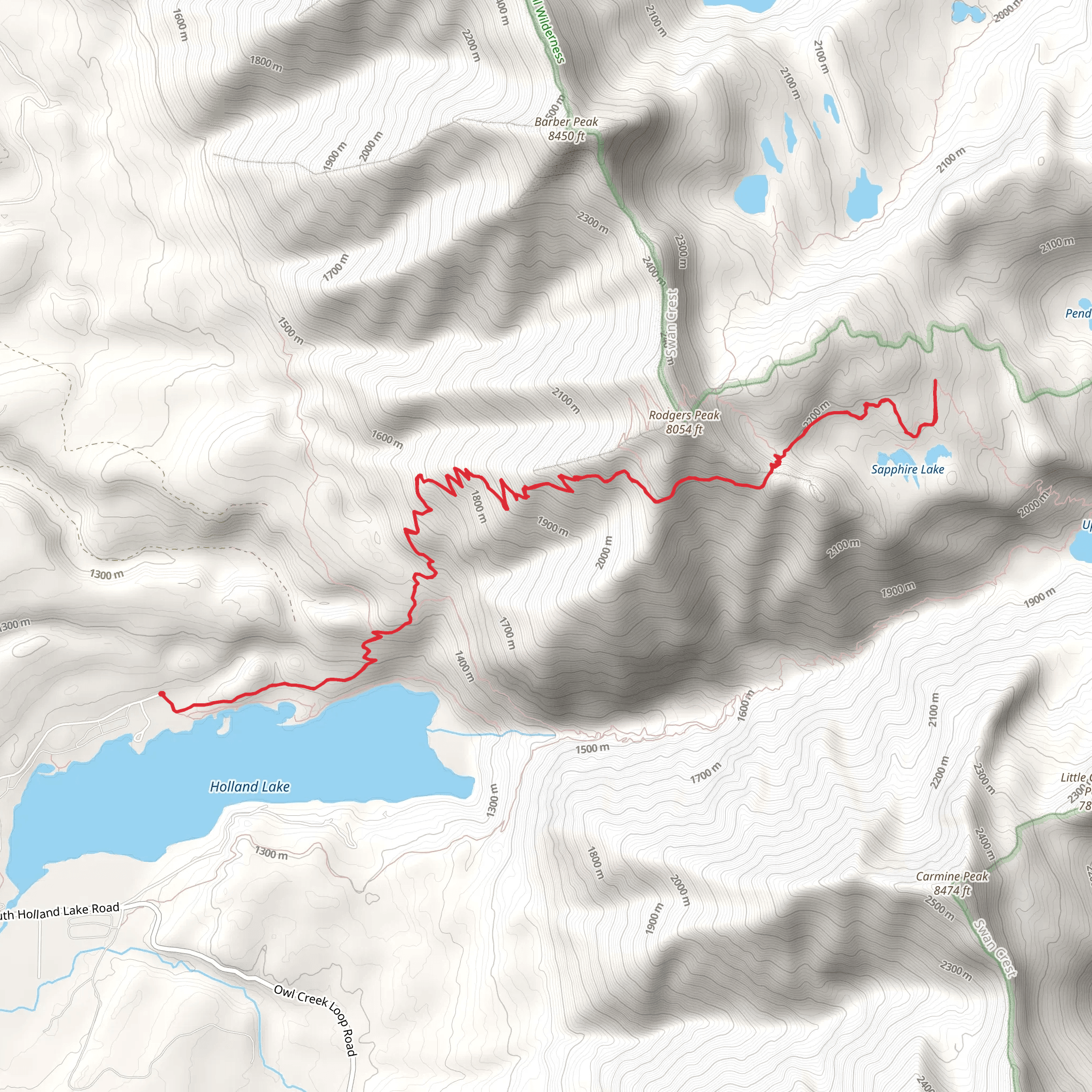 Holland Lookout via East Holland Lake Trail mobile static map
