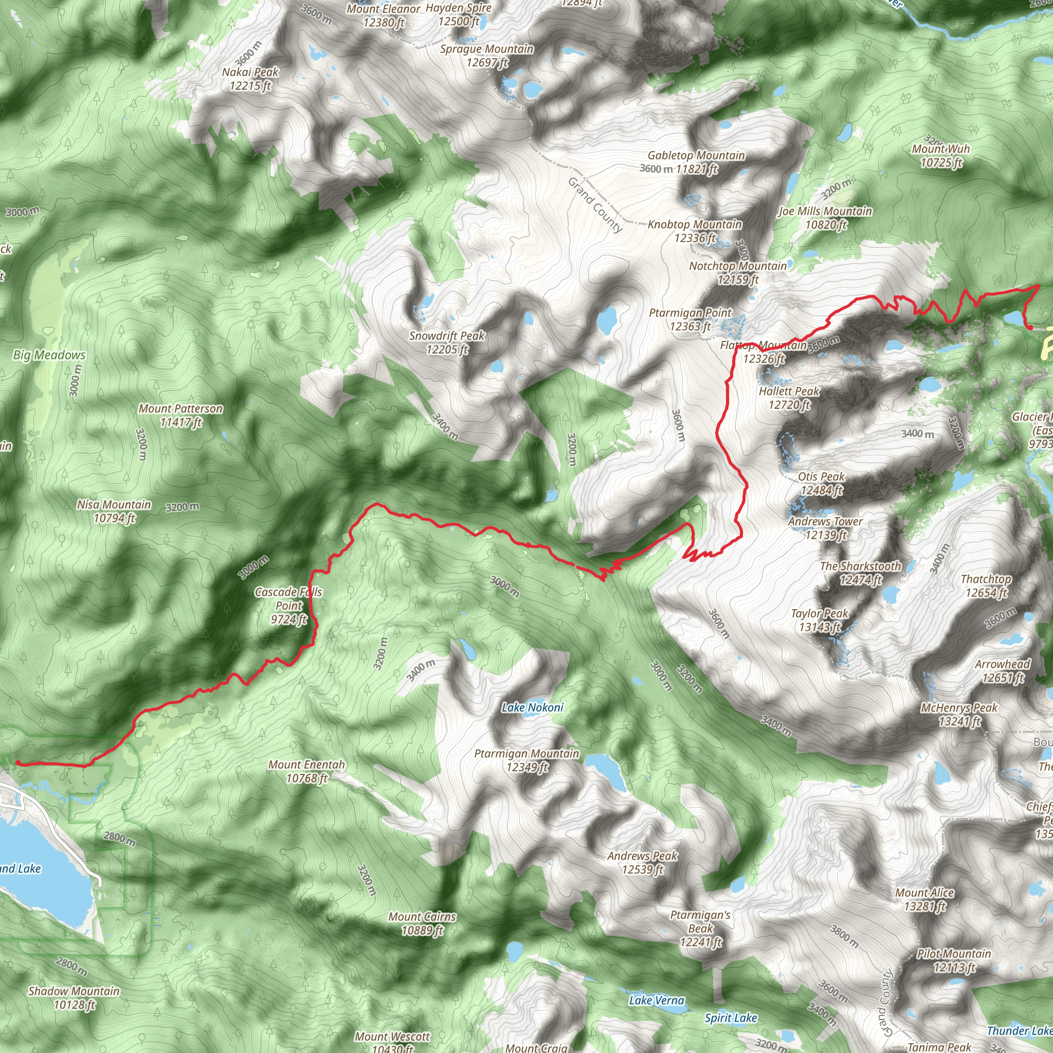 Flattop North Inlet Trail mobile static map