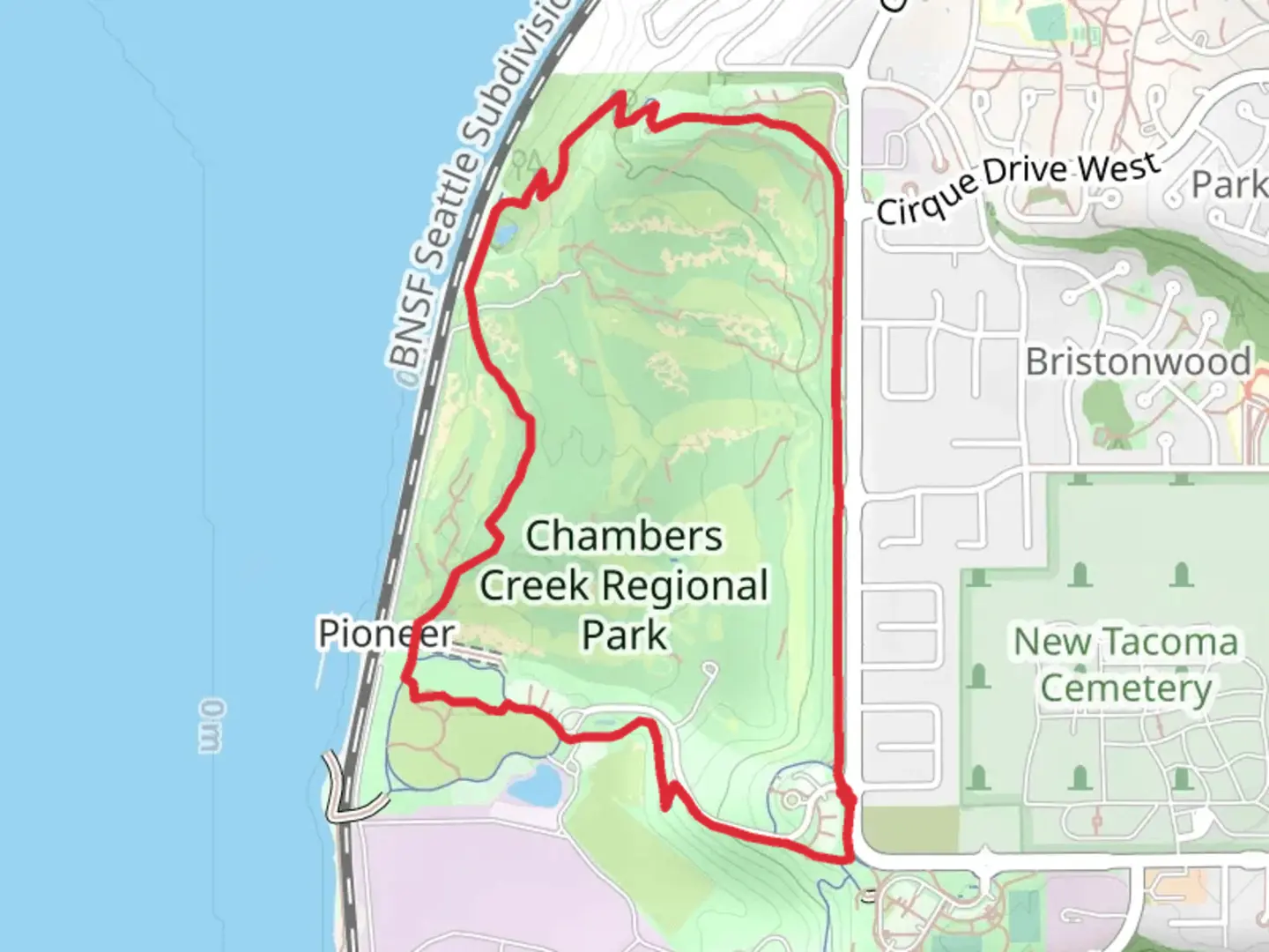 An image depicting the trail Soundview Trail and its surrounding area.