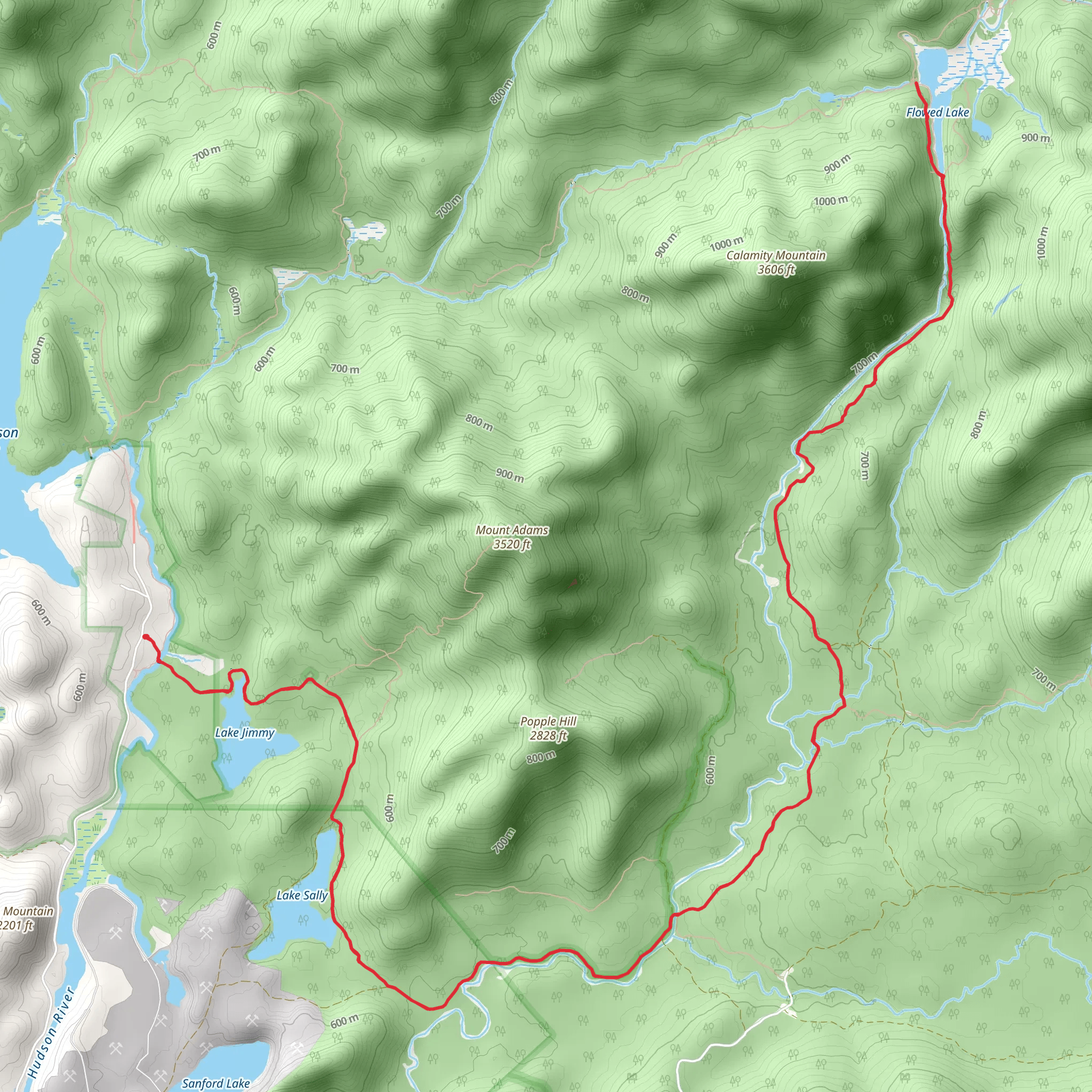 Lake Jimmy and Flowed Lake via East River Trail mobile static map