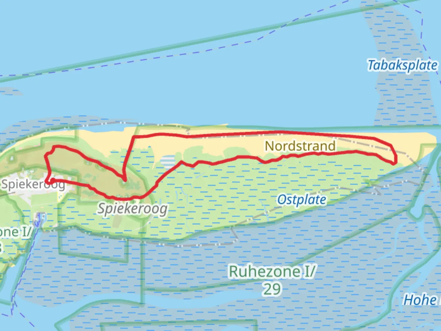 An image depicting the trail Spiekeroog Loop and its surrounding area.