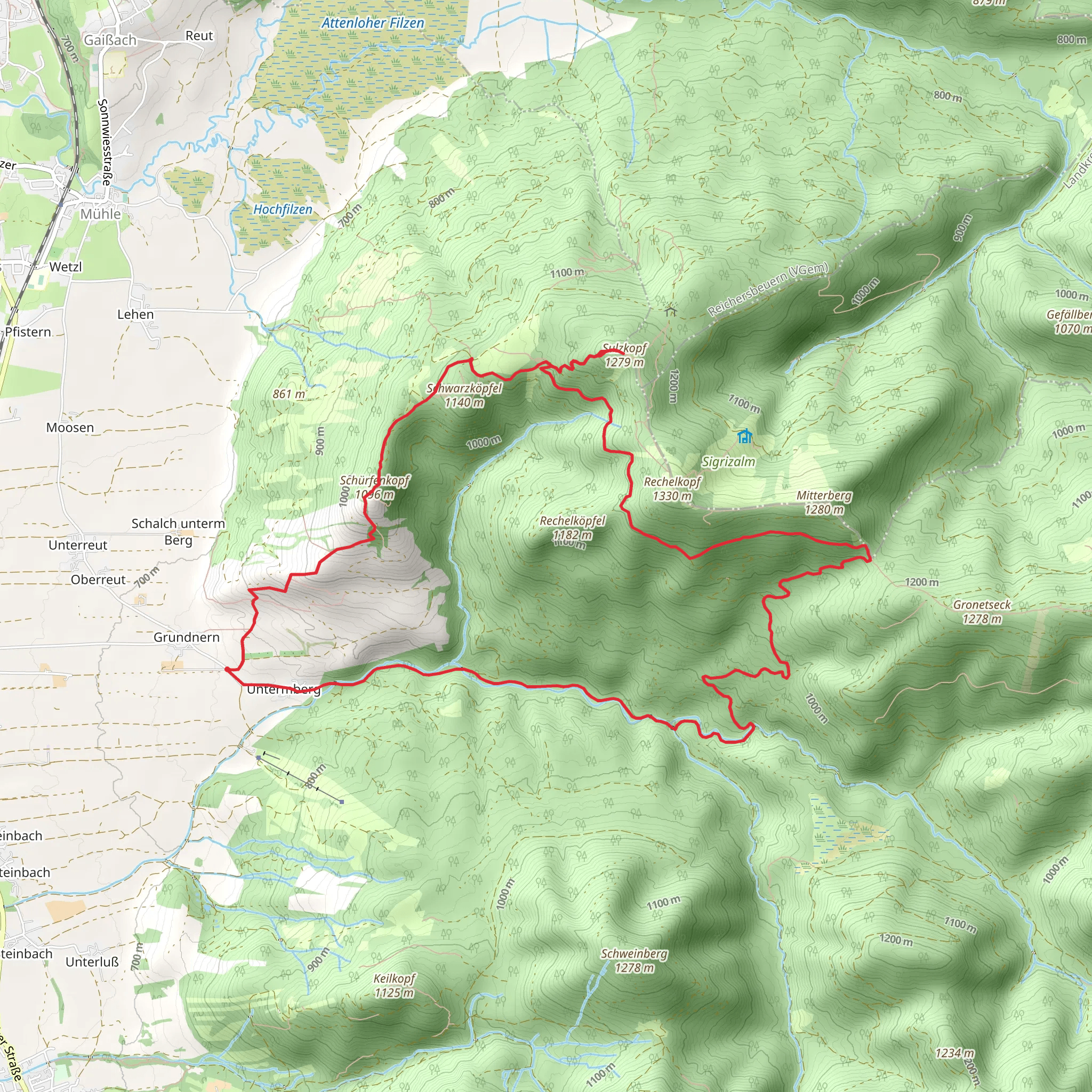 Schürfenkopf and Sulzkopf Peak Loop via Sonntratnsteig mobile static map