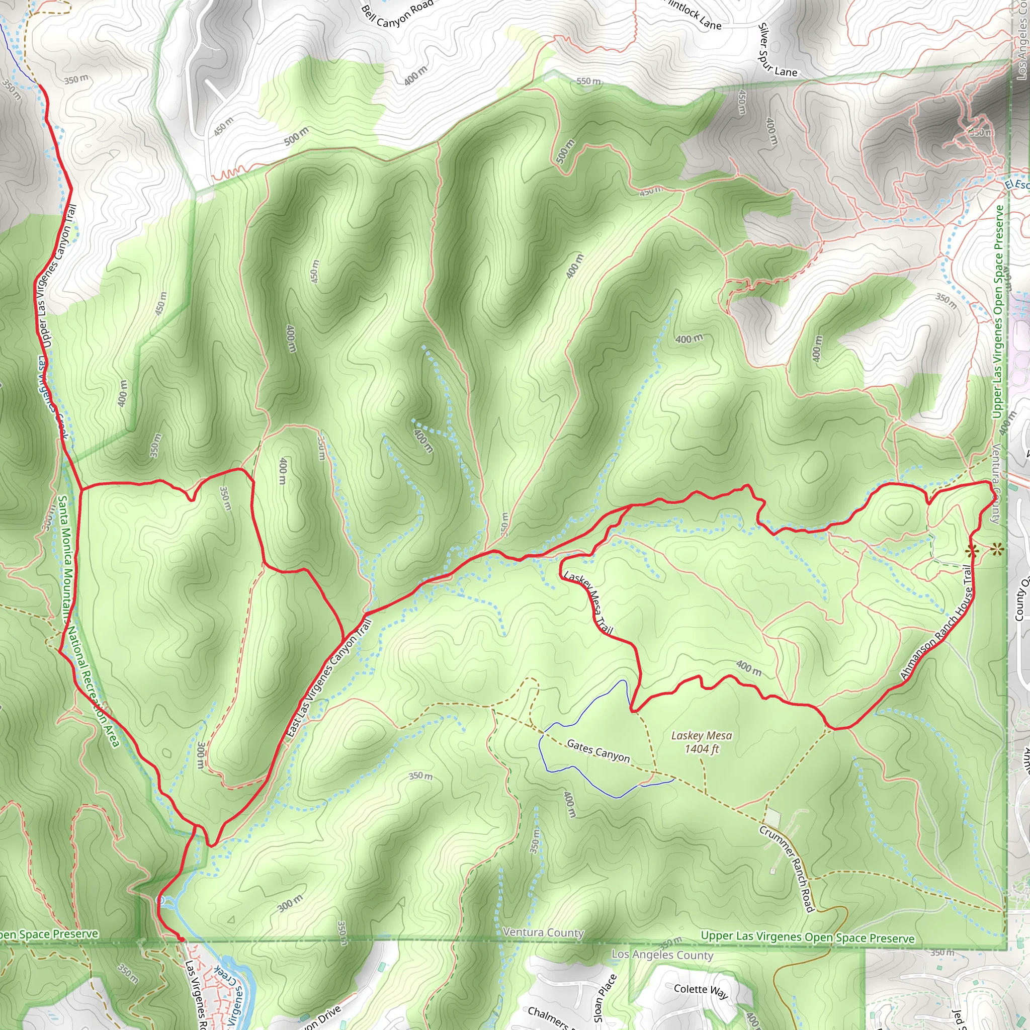 Upper Las Virgenes Canyon and Mary Wiesbrock Loop Trail mobile static map