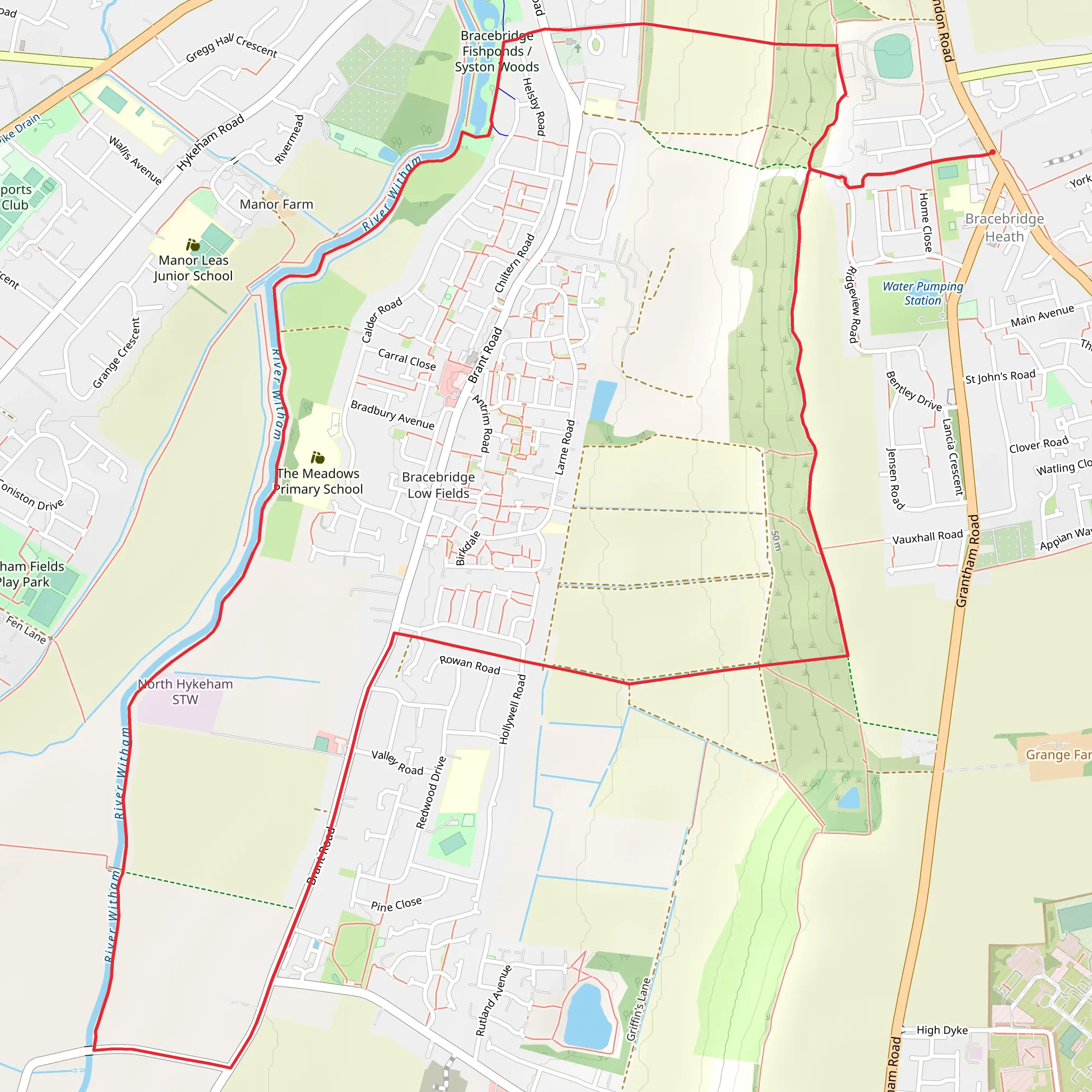 Lincoln Edge from Bracebridge Heath mobile static map