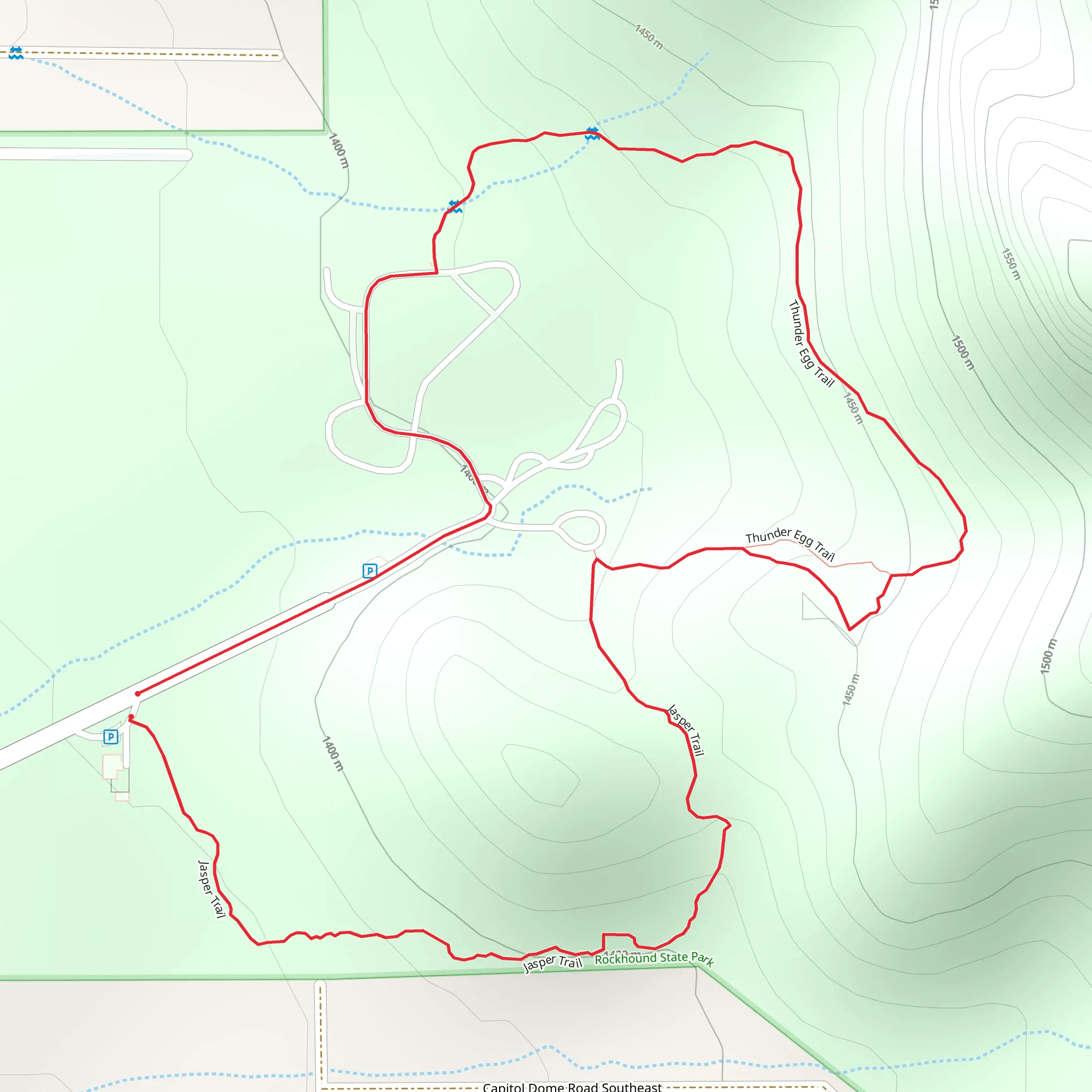 Jasper Trail and Thunder Egg Trail Loop mobile static map