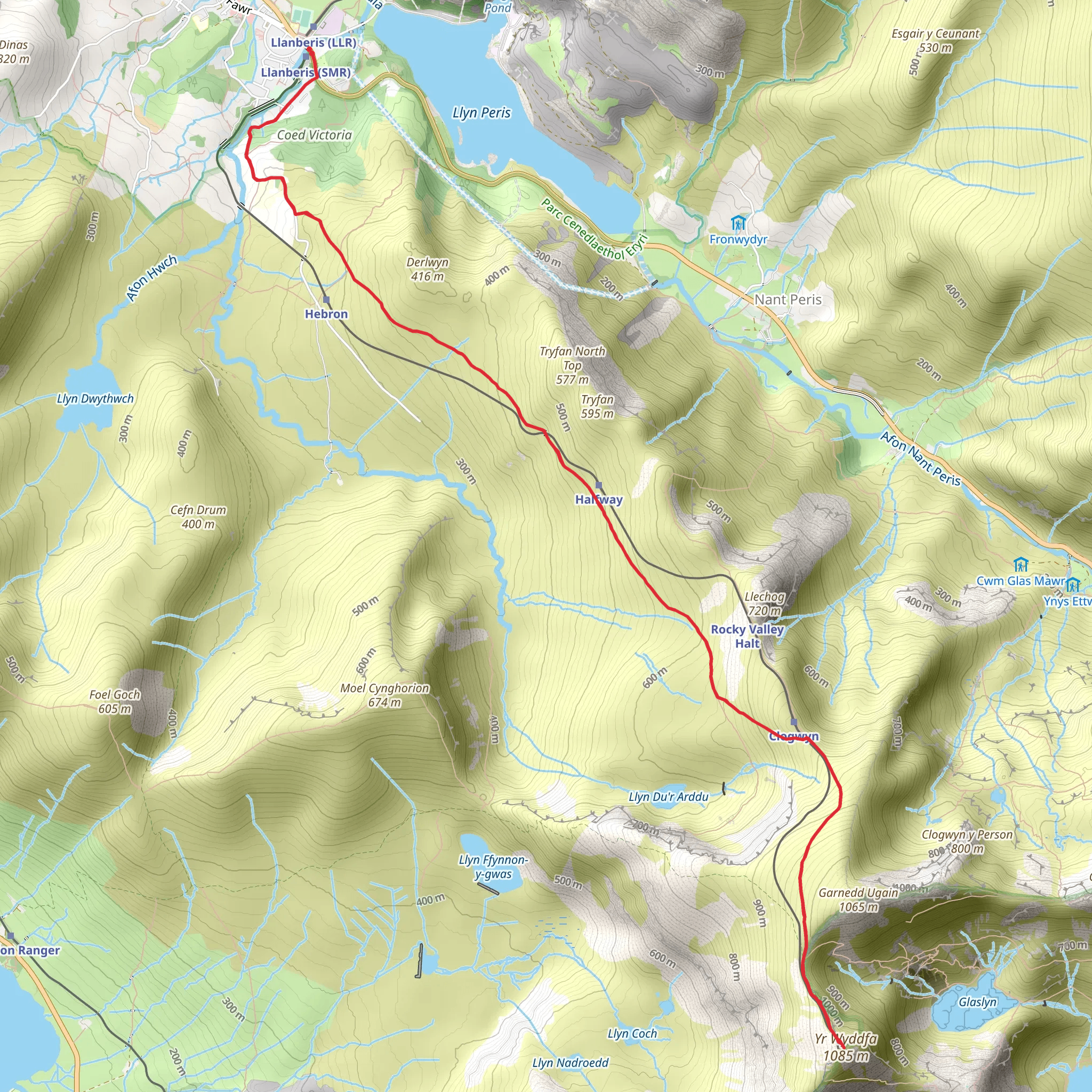 Snowdon by the Llanberis Path mobile static map