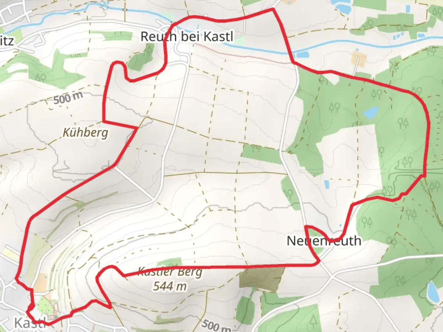 An image depicting the trail Kastler Bergtour and its surrounding area.