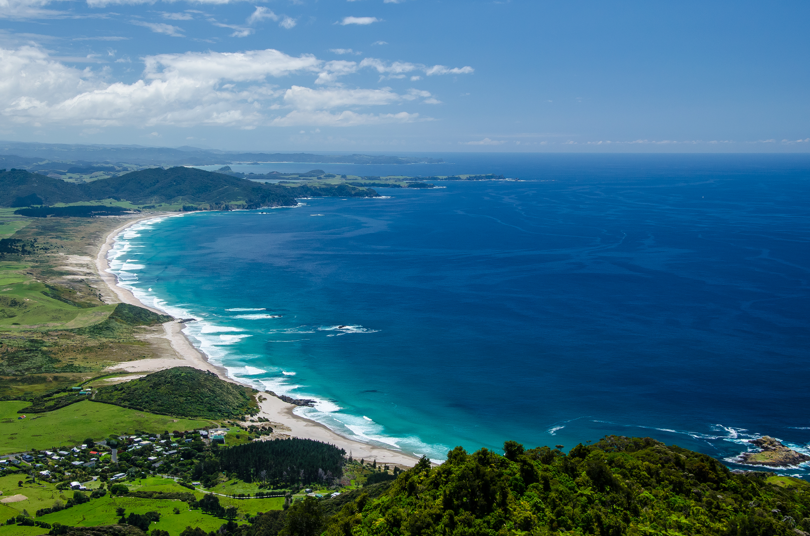 An image depicting the trail Te Whara Track and its surrounding area.