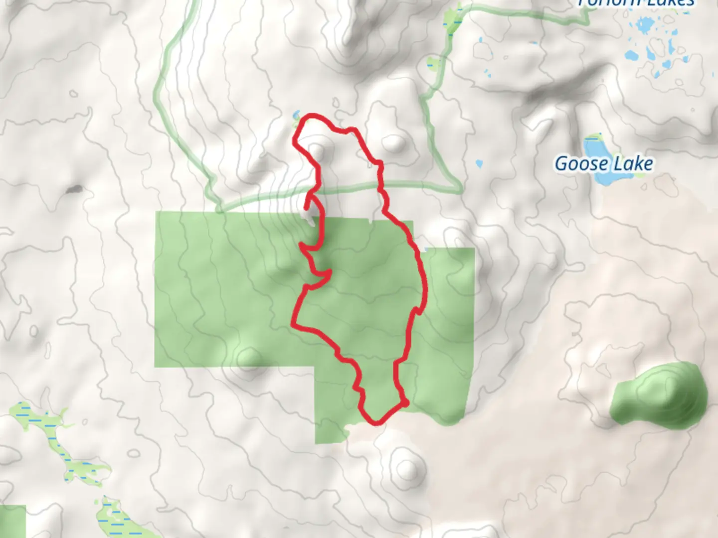 An image depicting the trail Red Mountain via PCT Loop and its surrounding area.