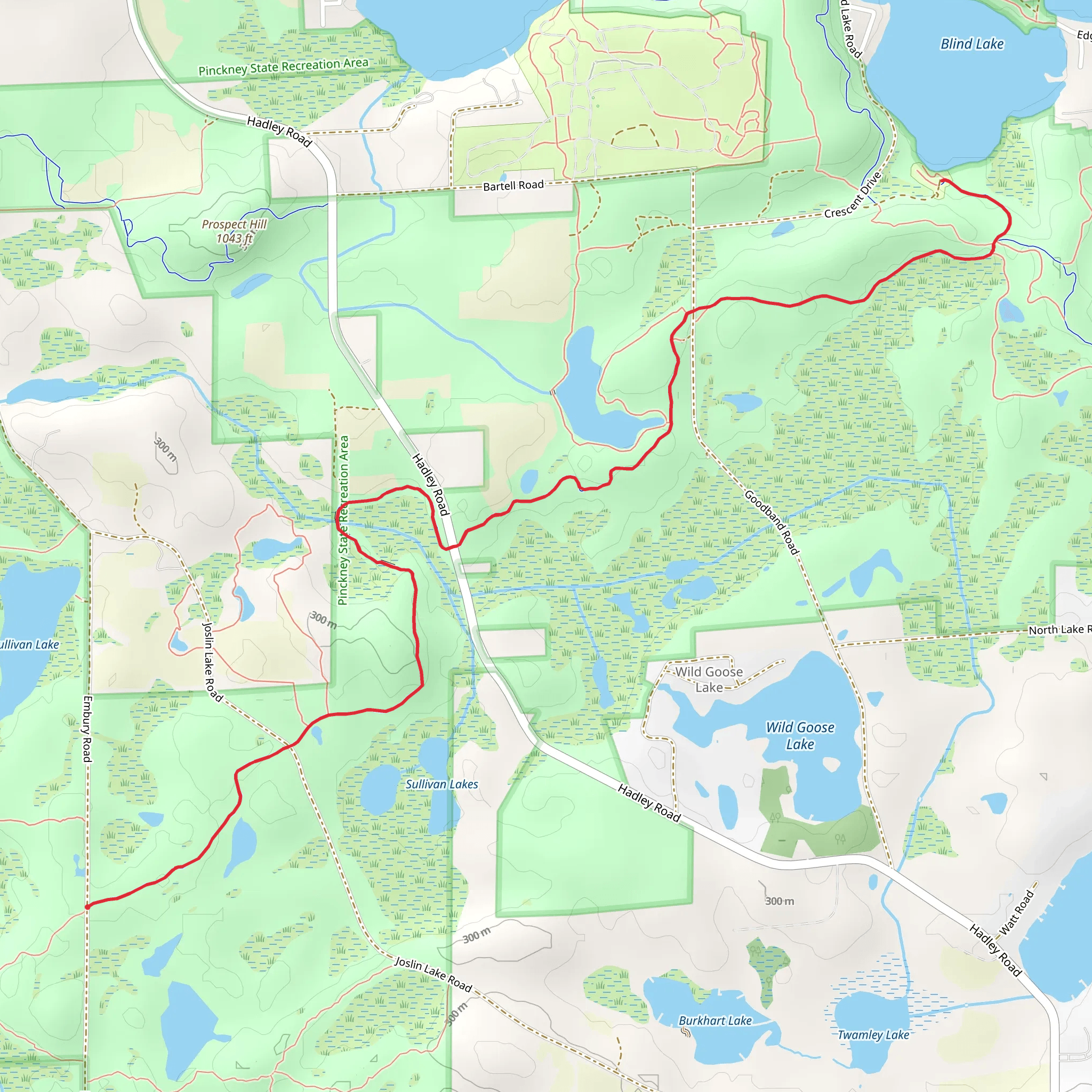 Waterloo - Pinckney Hiking Trail mobile static map
