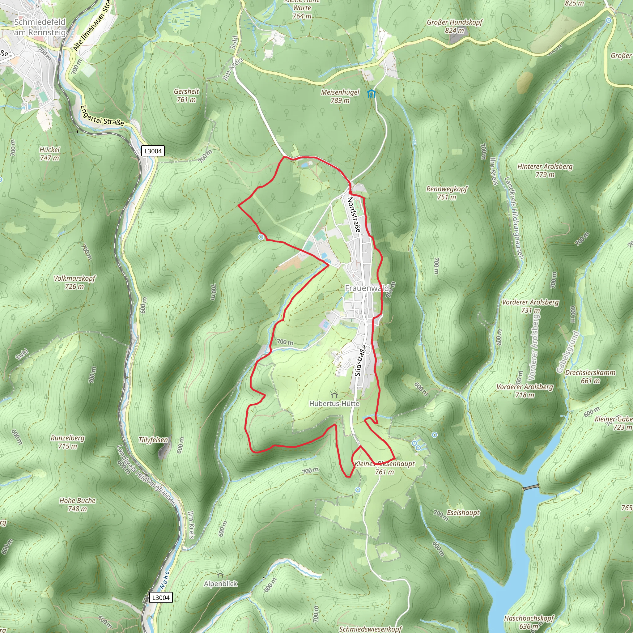 Schinkelkirche, Riesenhaupt and Fraudenwald Loop mobile static map