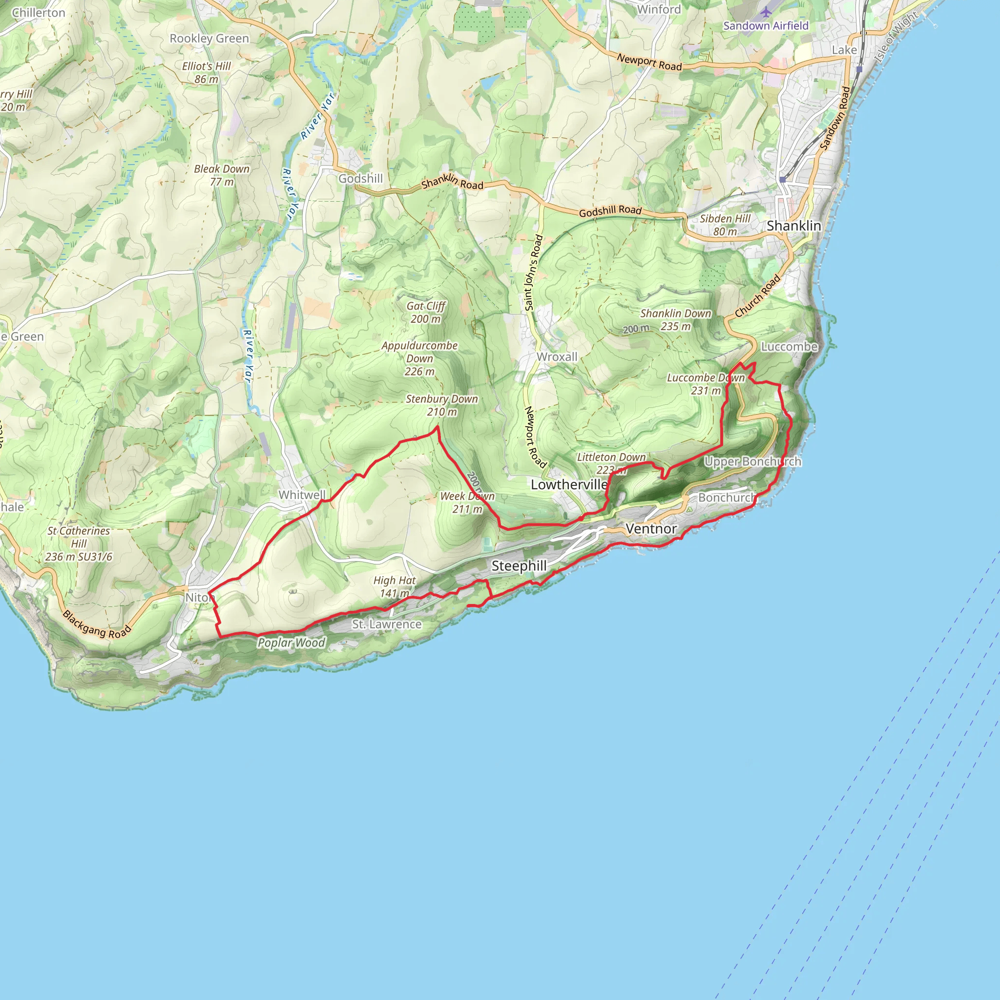 The Landslip, Wheelers Bay, Mount Bay and Rew Down Loop mobile static map