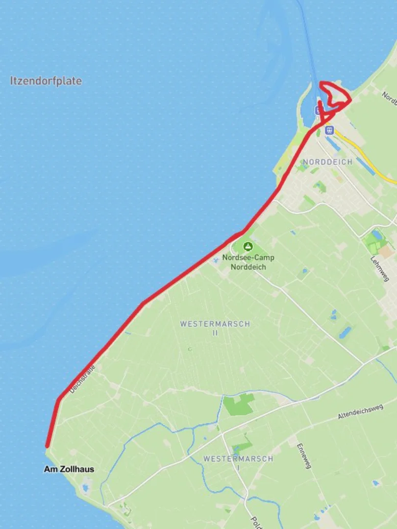 An image depicting the trail Norddeich Coastal Walk and its surrounding area.