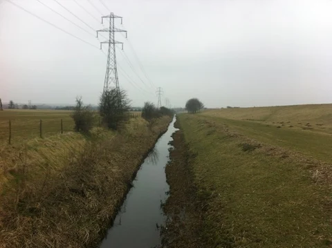 An image depicting the trail Flood Storage Reservoir and Nene River via Nene Way and its surrounding area.