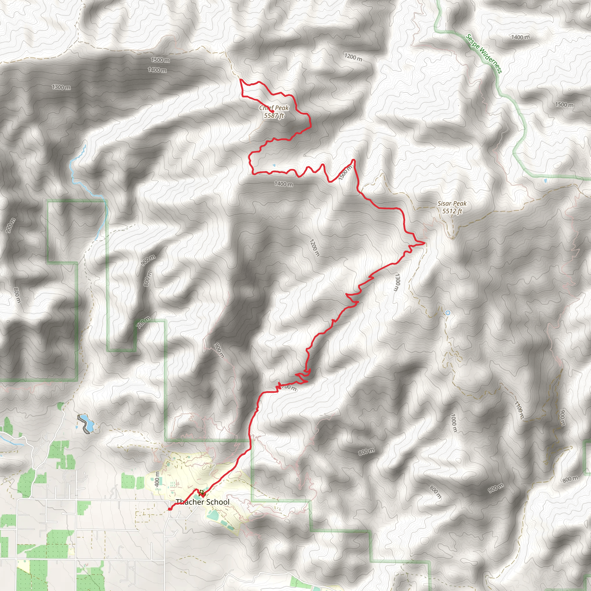 Chief Peak via Horn Canyon Trail mobile static map