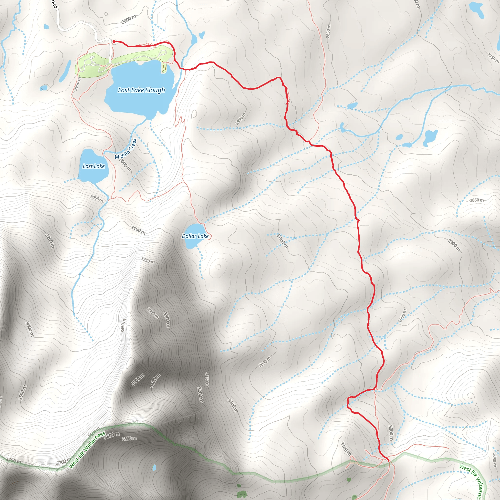 Beckwith Pass Trail from Lost Lake Slough mobile static map