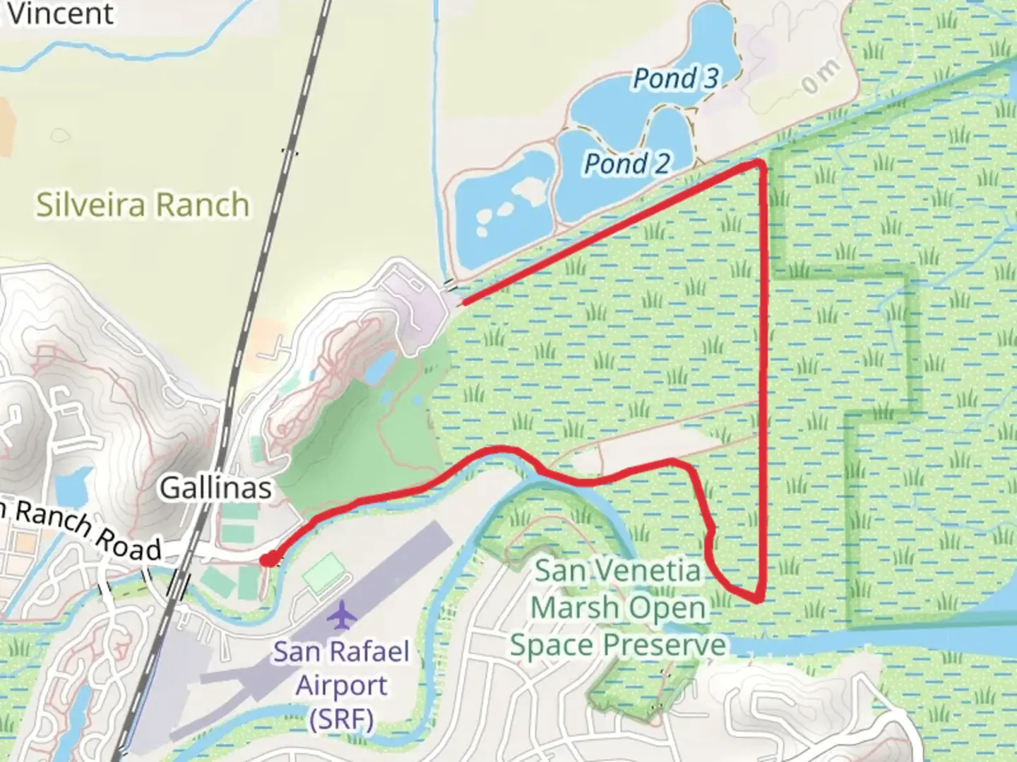 An image depicting the trail Gallinas Creek Out and Back and its surrounding area.