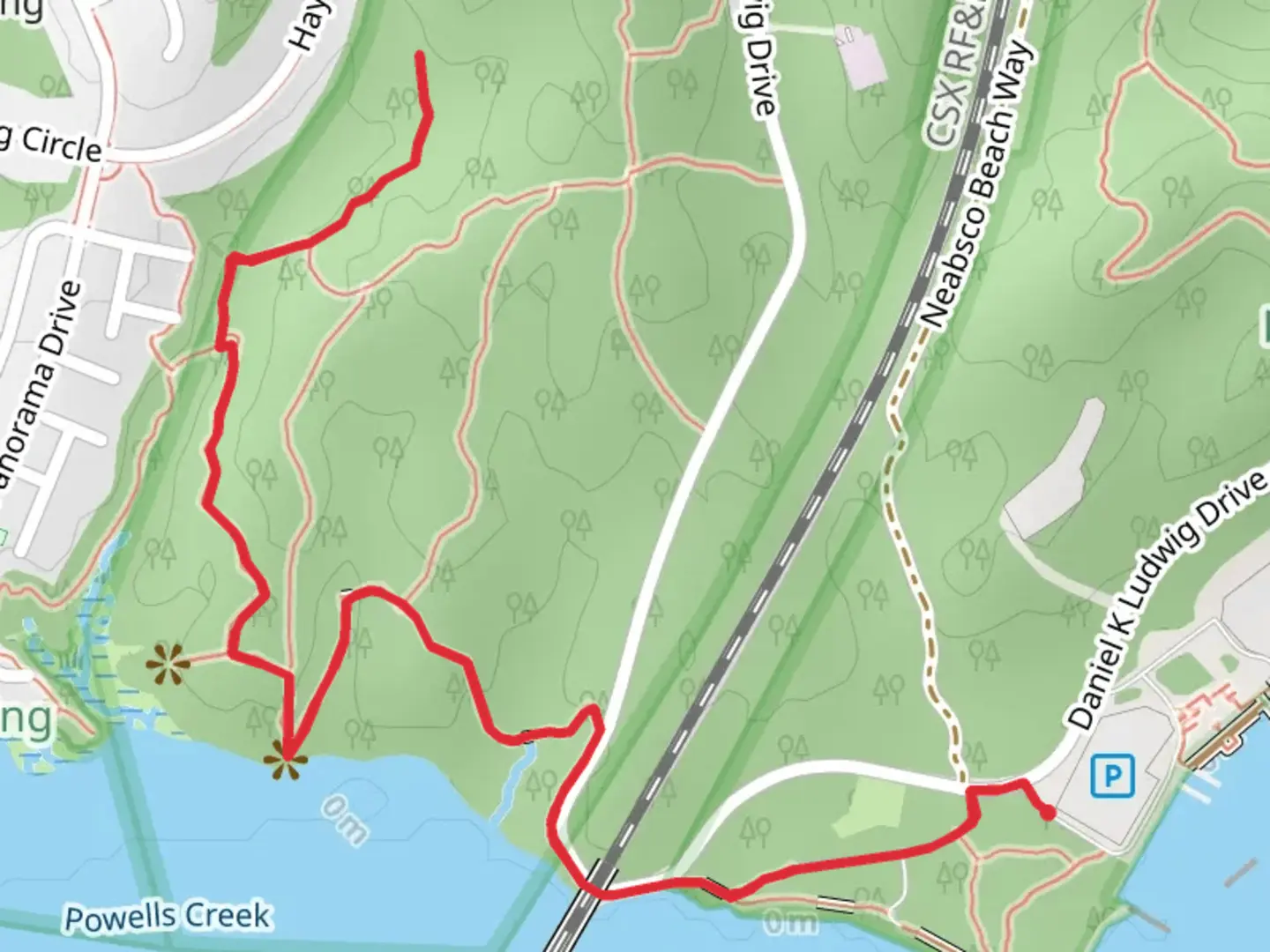 An image depicting the trail Bushey Point Trail and its surrounding area.