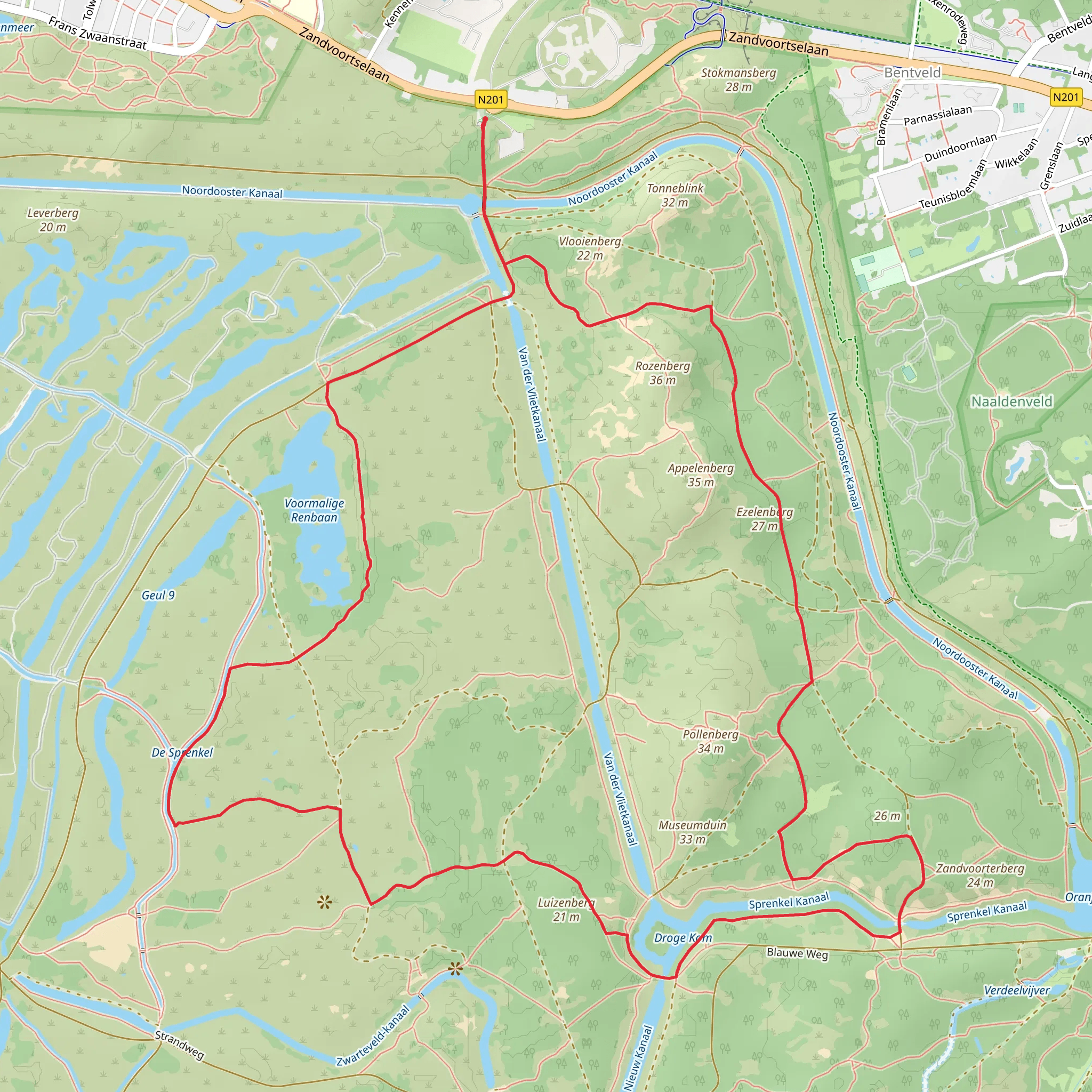 Rozenwaterveld, Sprenkelbos and Renbaanveld Loop mobile static map