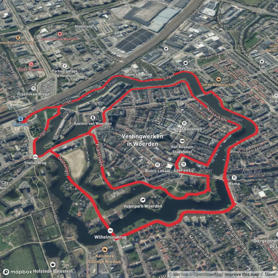 An image depicting the trail Singel and Snellerbrug Loop and its surrounding area.