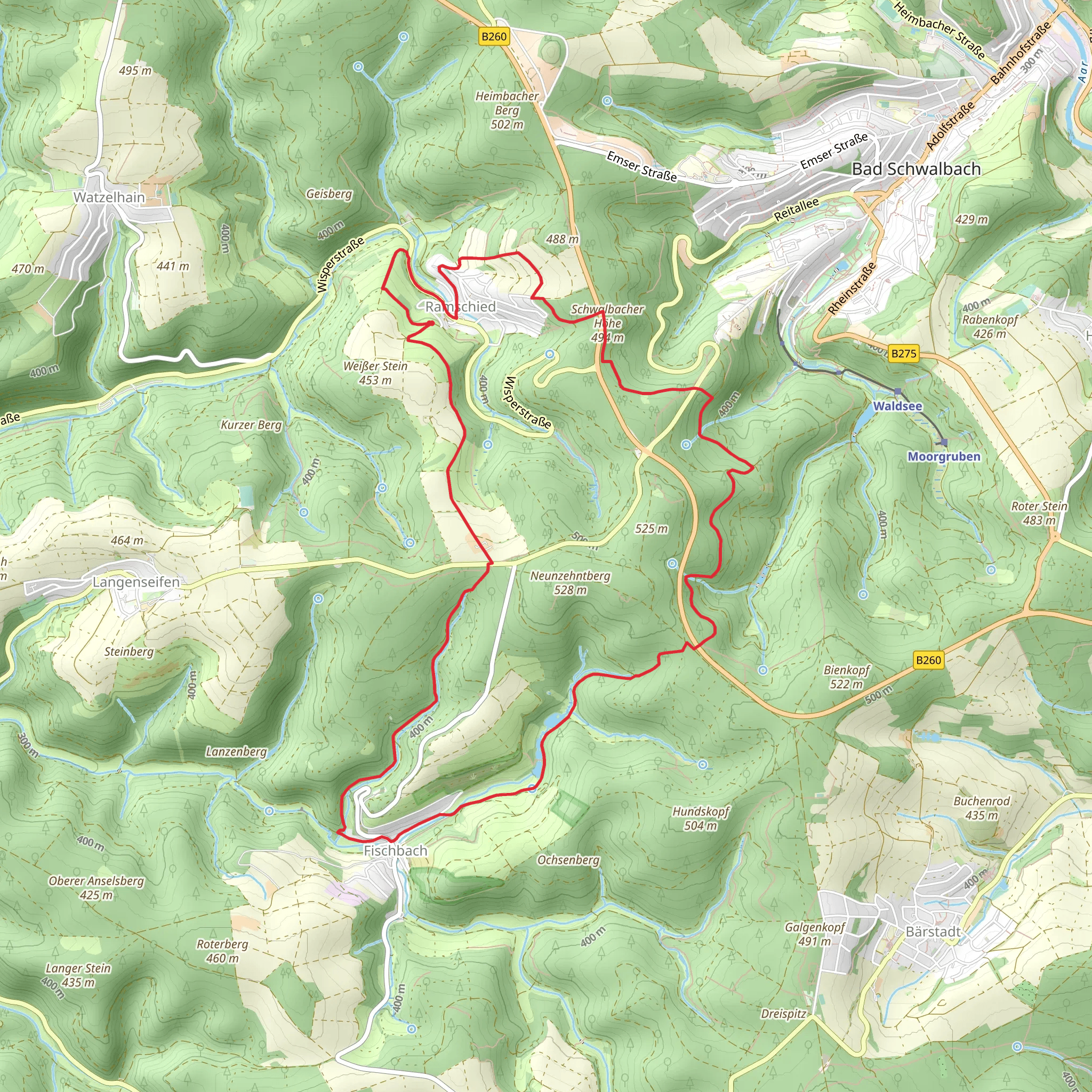 Grambach via Fischbach-Bad Schwalbach mobile static map