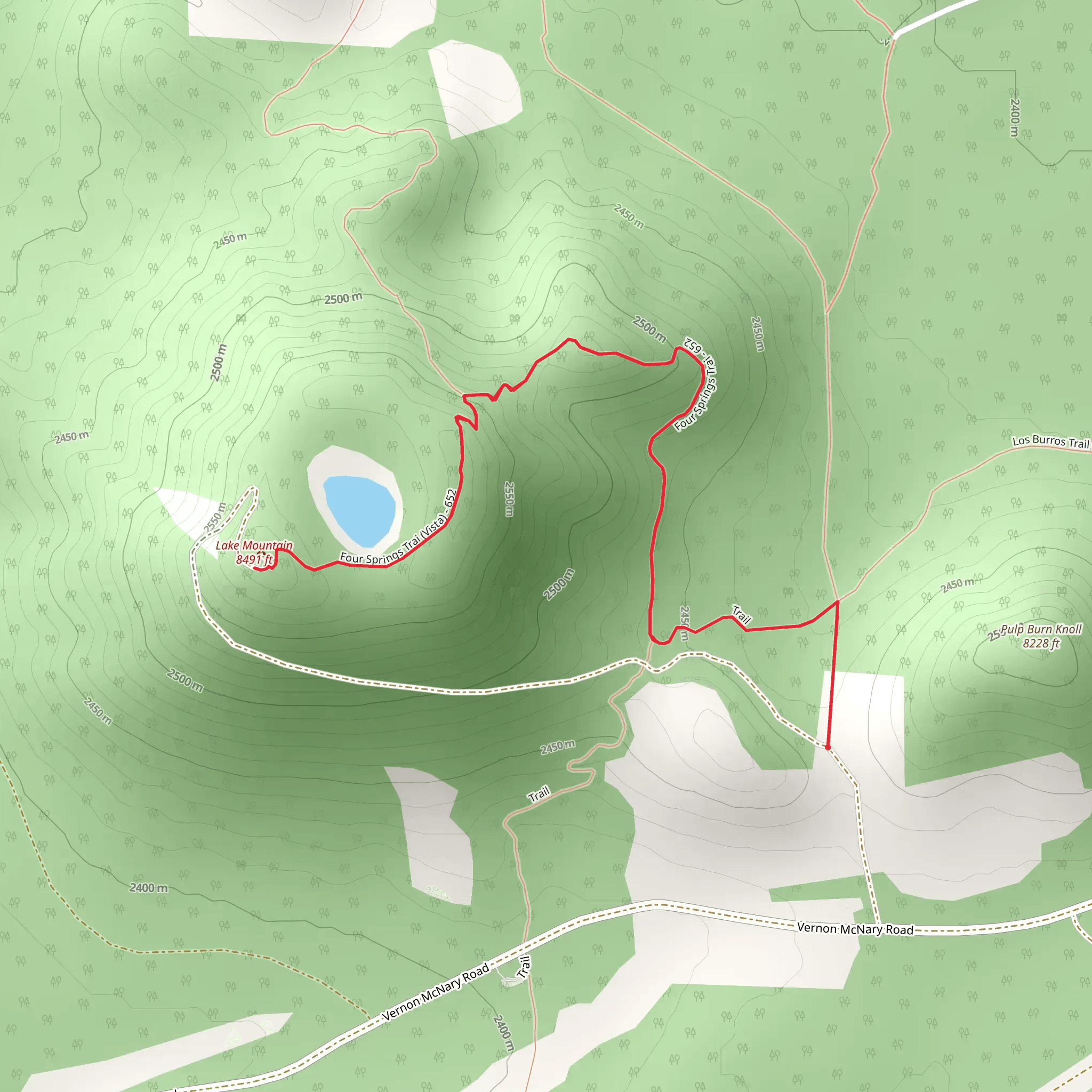 Lake Mountain via Four Springs Trail mobile static map