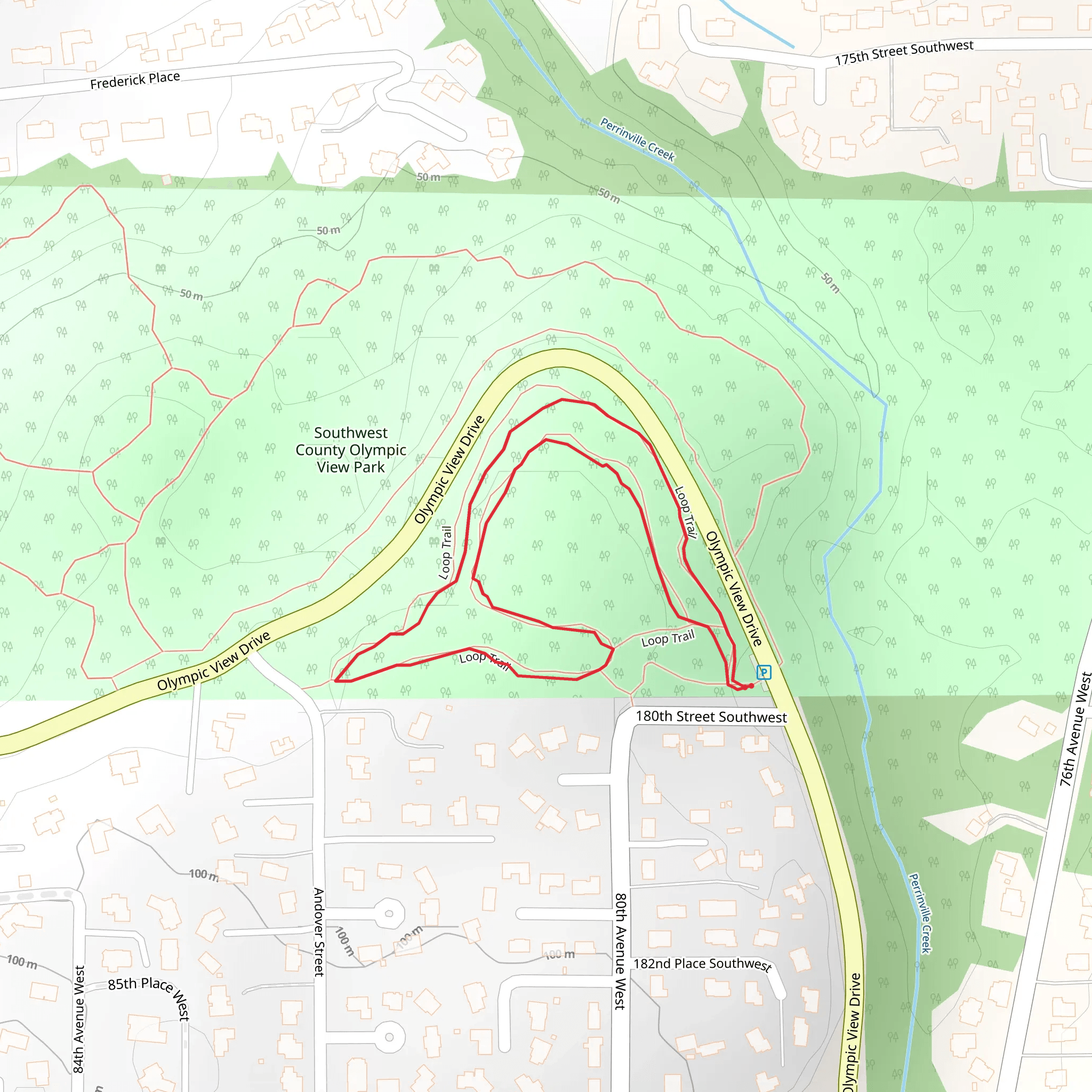 Southwest County Park Loop mobile static map