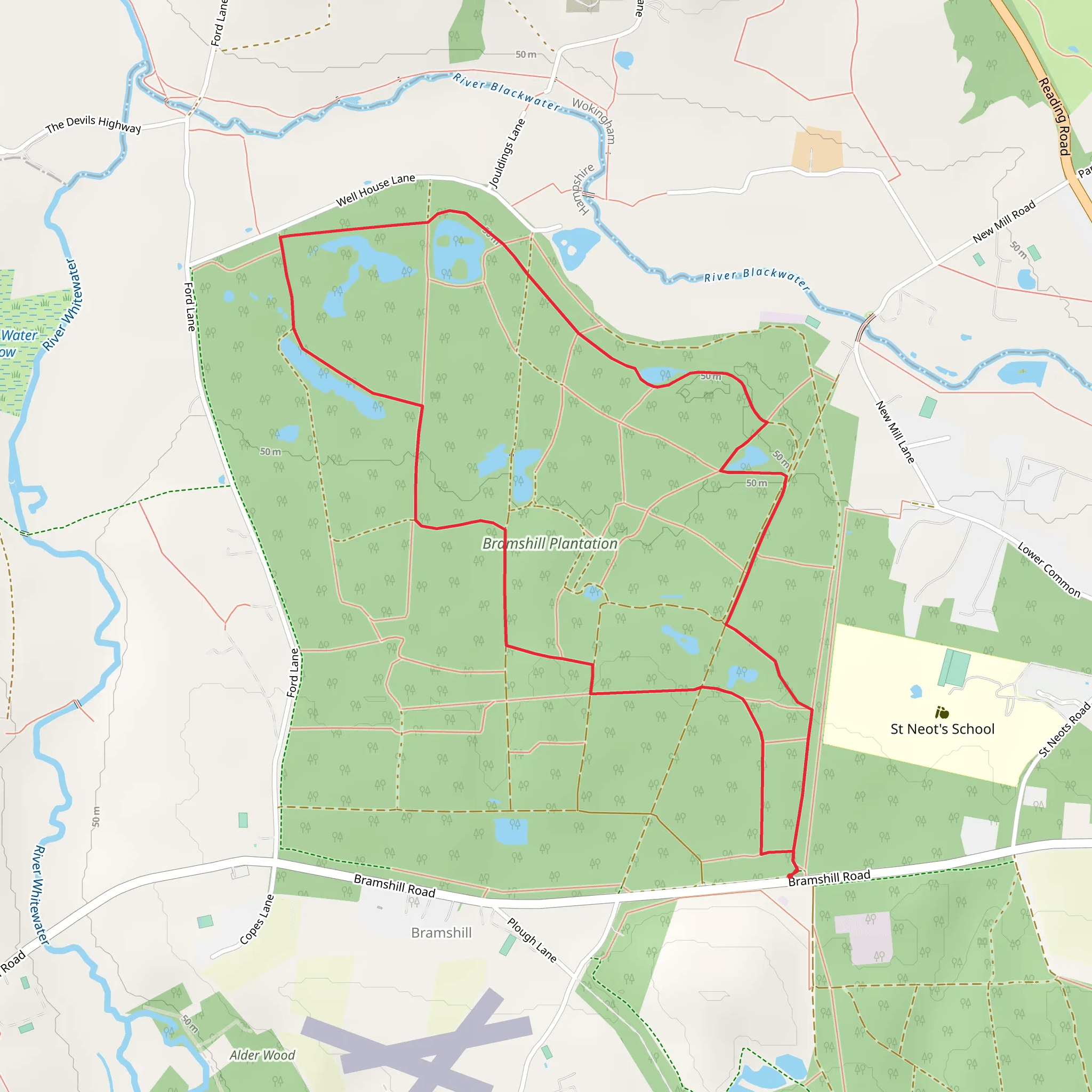 Bramshill Plantation Loop mobile static map