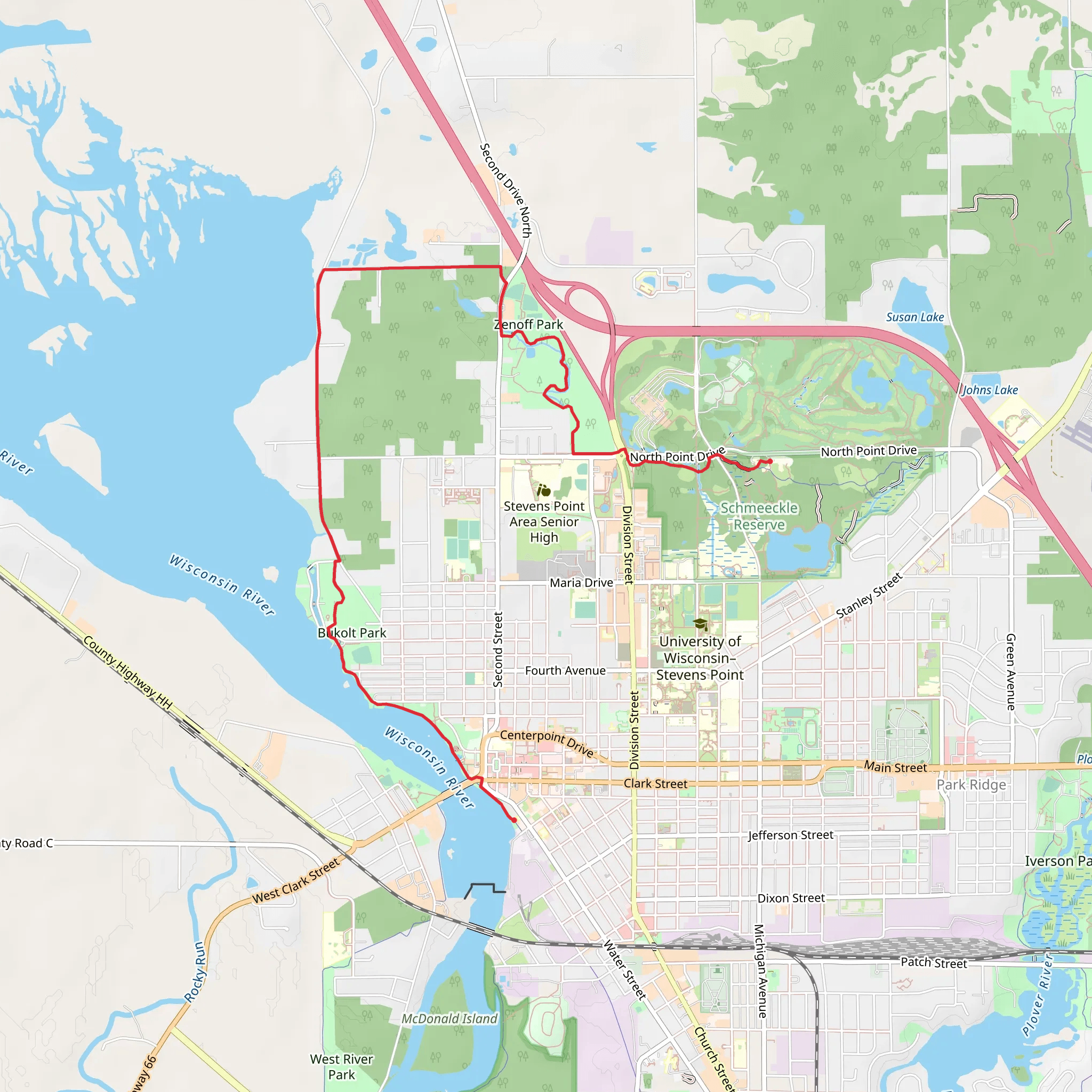 Green Circle Trail and Pfiffner Pioneer Park Walk mobile static map