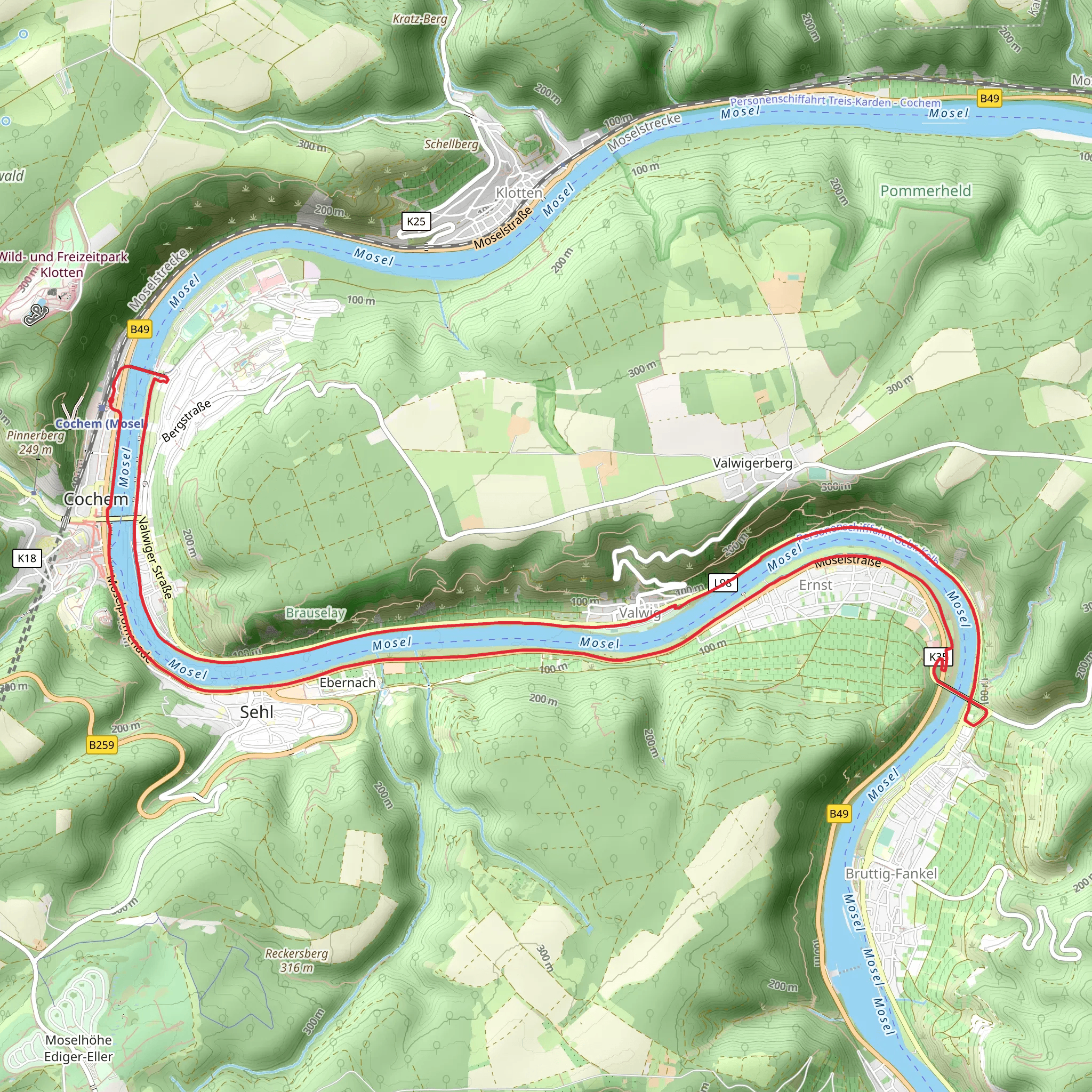 Cochem to Ernst Loop via River Mosel mobile static map