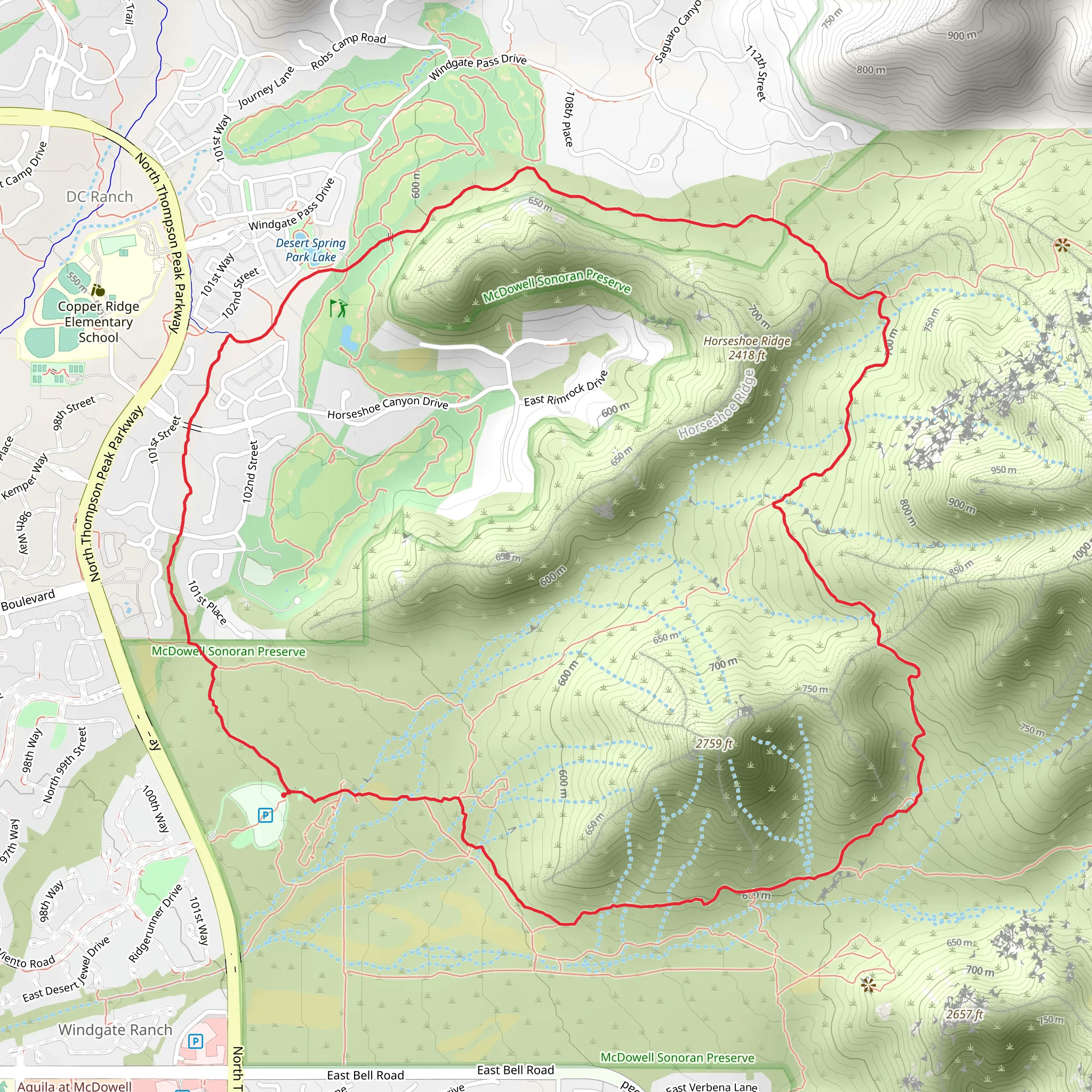 Desert Park and Gateway Loop Trail mobile static map