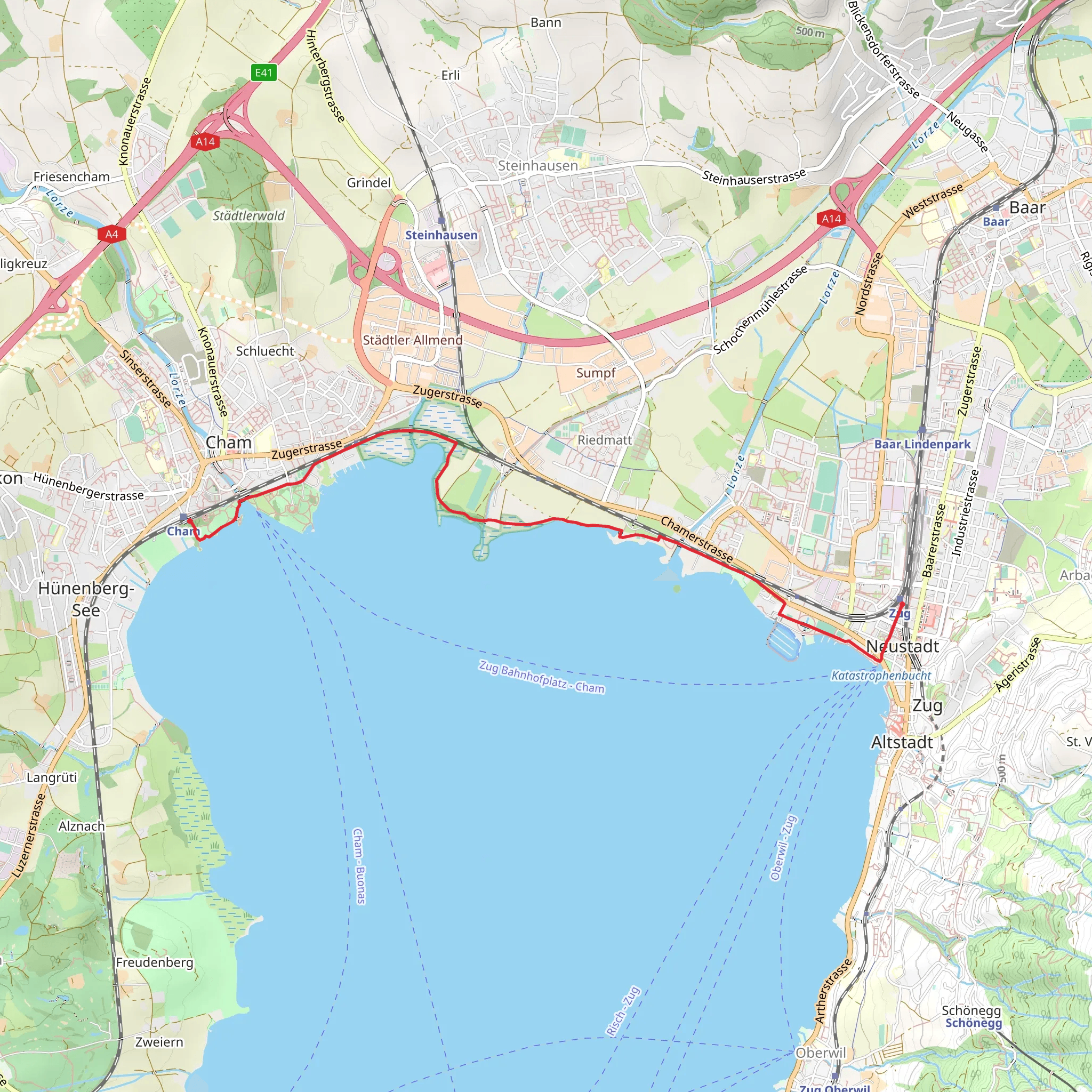 Zug - Cham Trail mobile static map