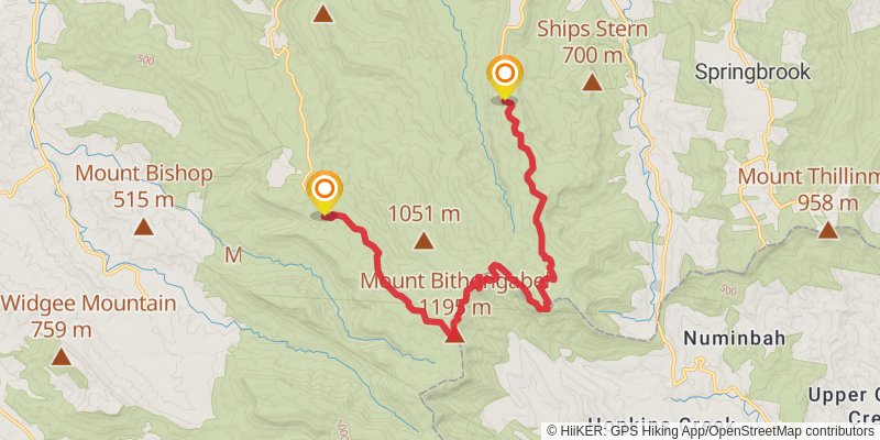 Binna Burra and O'Reilly's Track stage 1 Map
