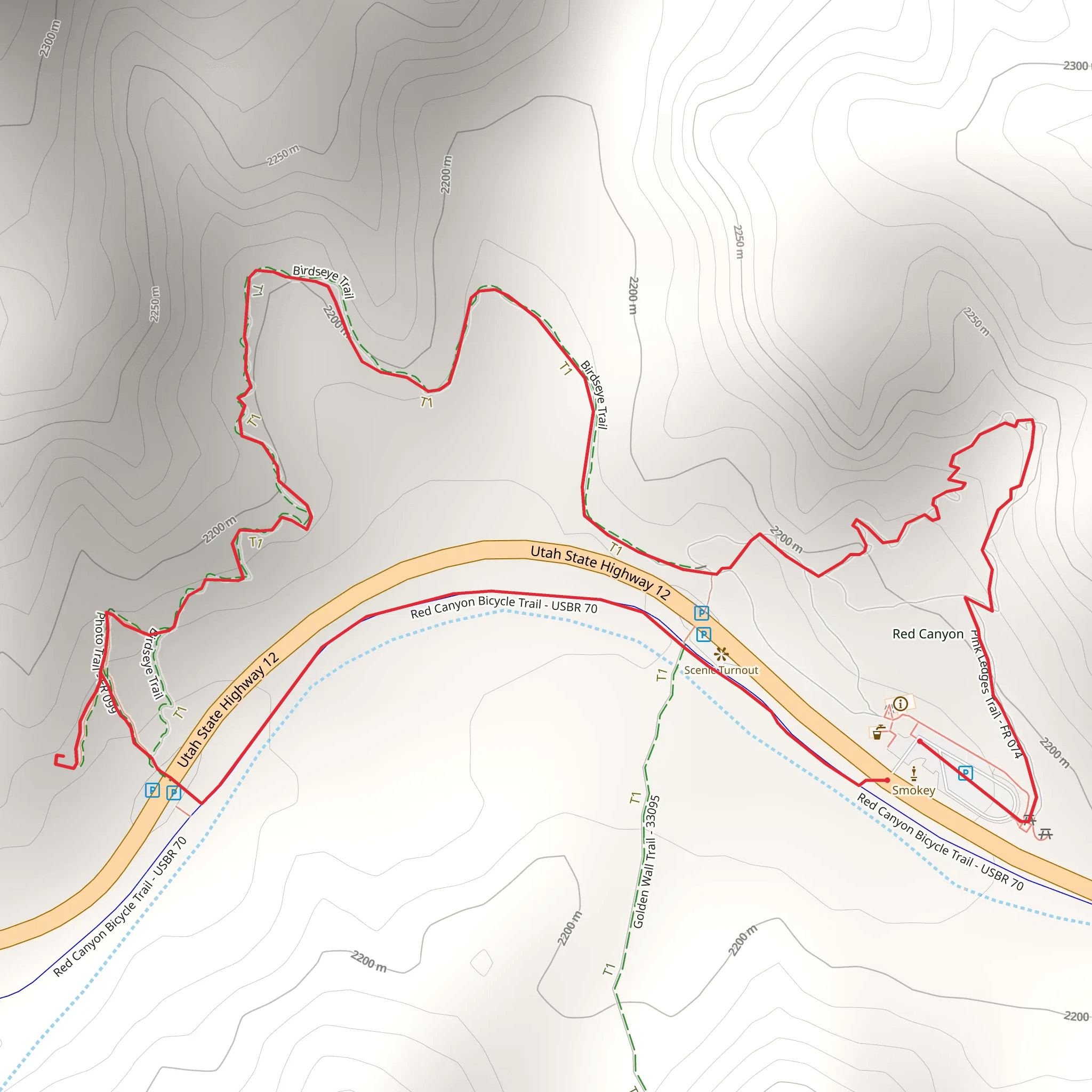 Birdseye Trail and Red Canyon Trail mobile static map