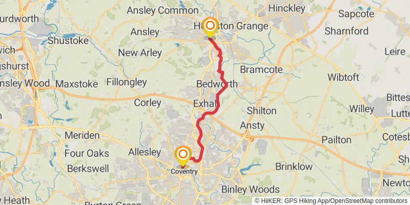Coventry Canal Walk stage 3 Map