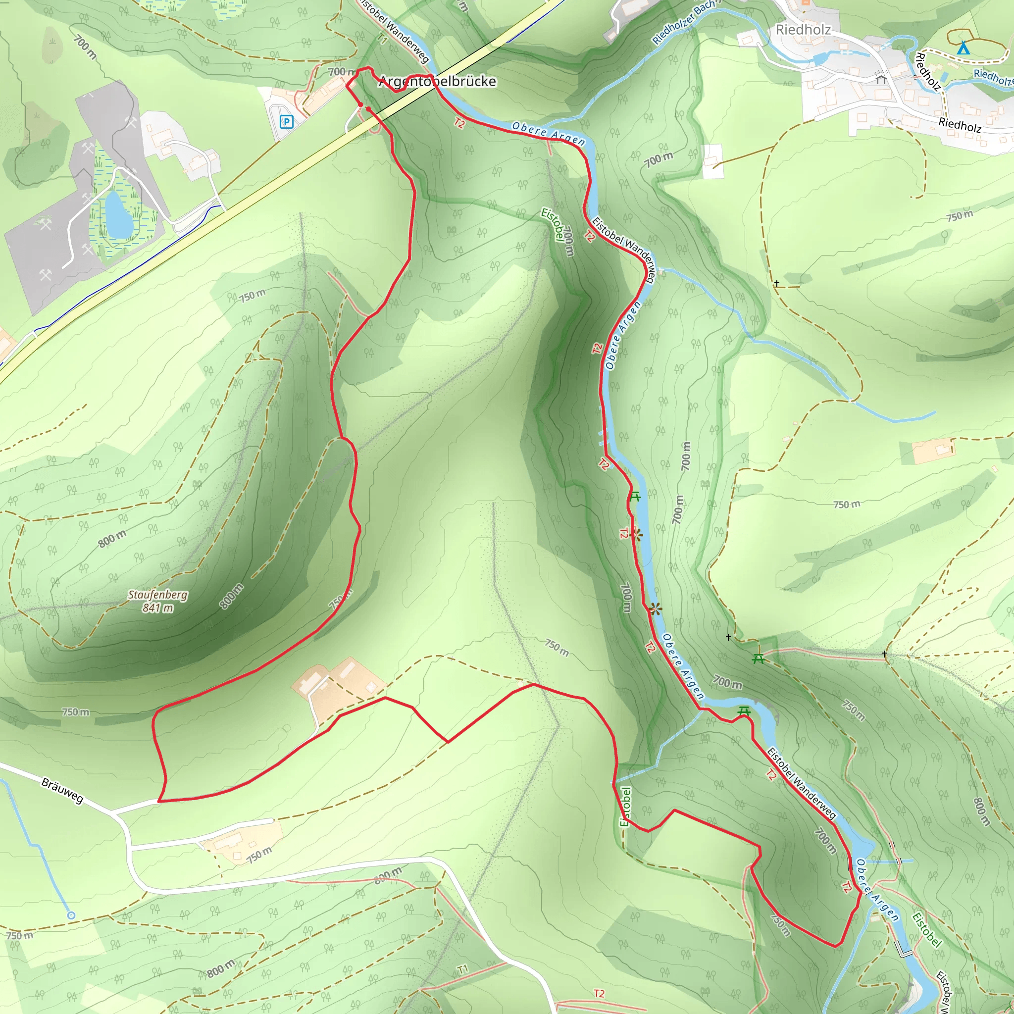 Obere Argen and Eistobel Wanderweg via Eistobel Wanderweg mobile static map