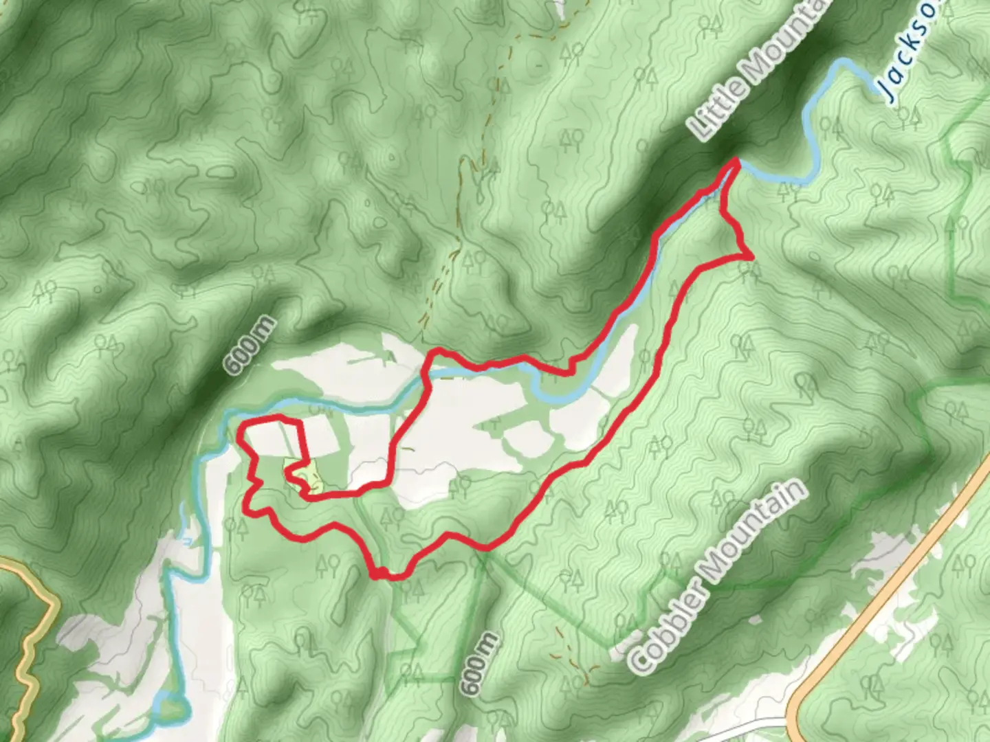 An image depicting the trail Cobbler Mountain Access and Lost Women Loop and its surrounding area.