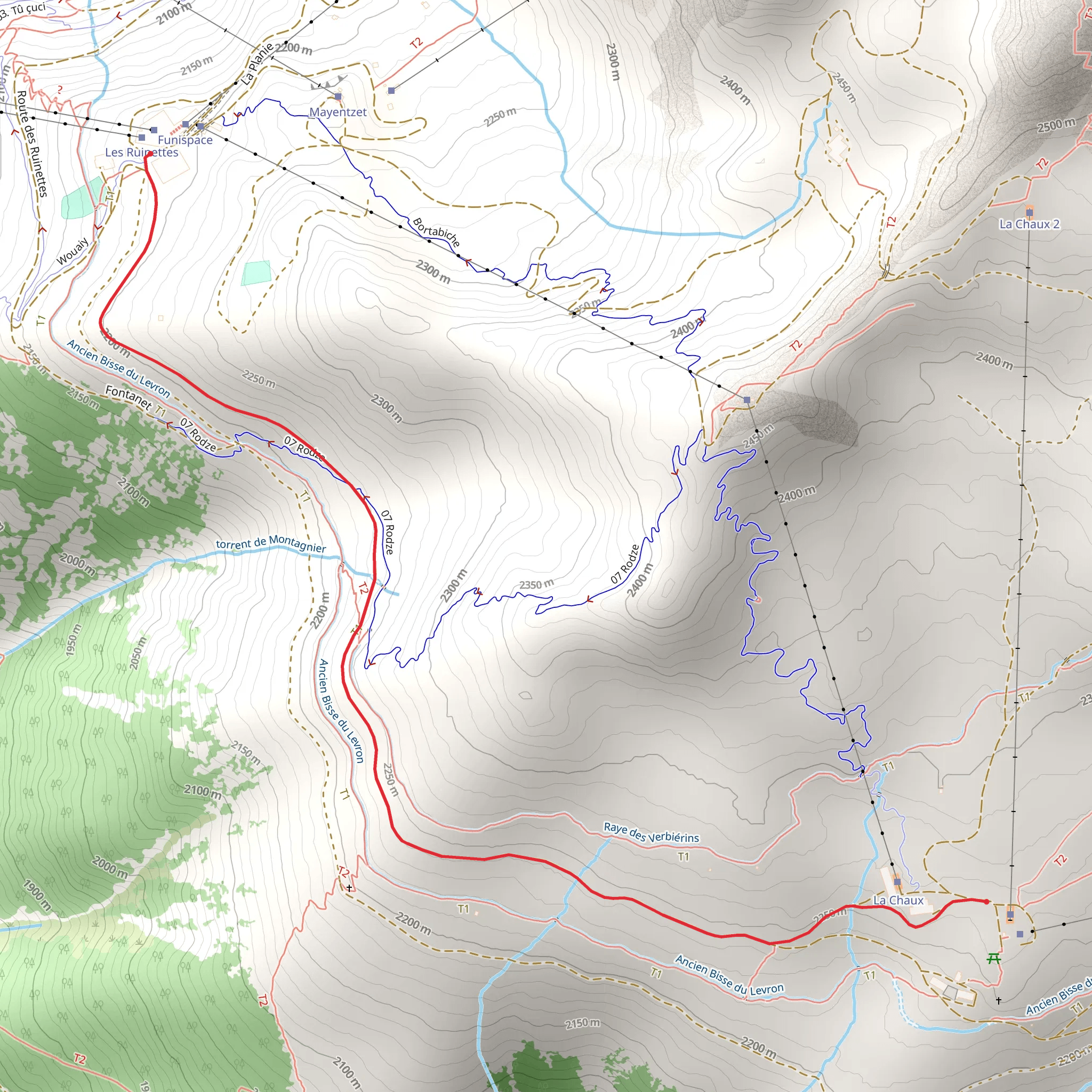 La Chaux to Croix des-Ruinettes Trail mobile static map