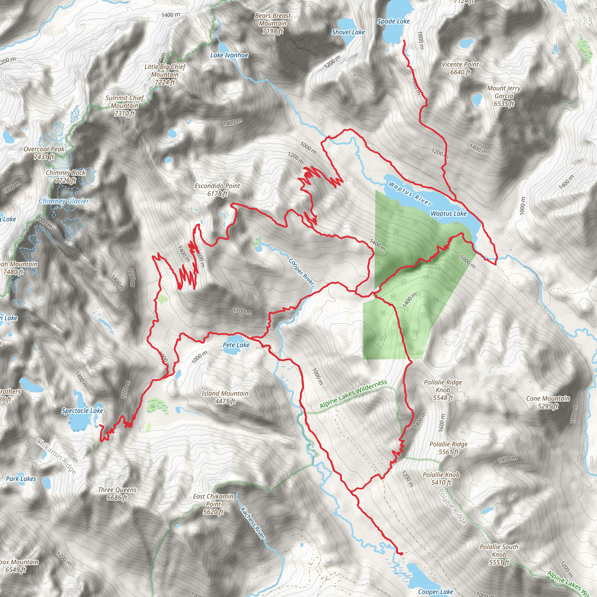 Central Alpine Lakes Loop mobile static map