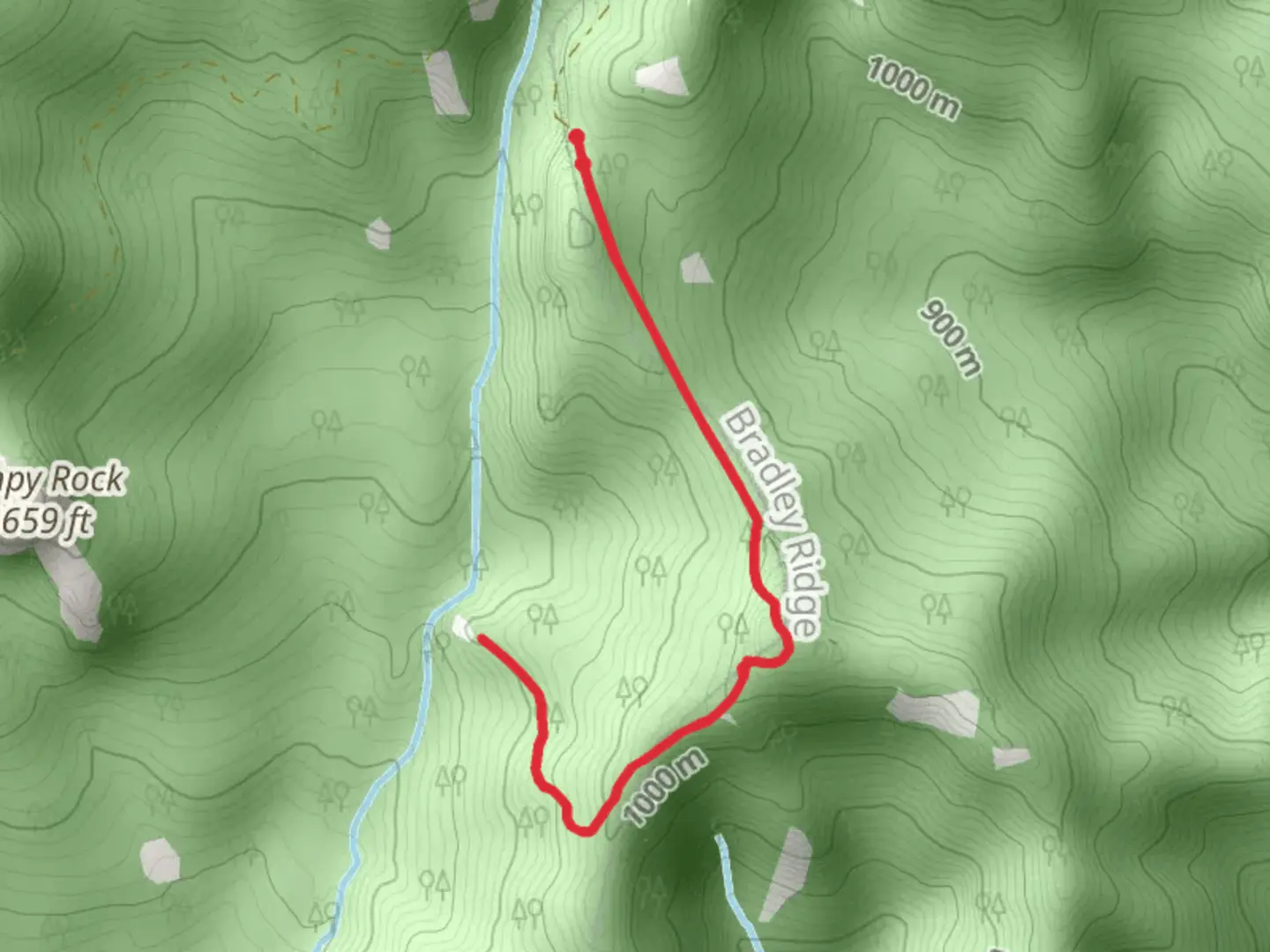 An image depicting the trail Bradley Ridge Trail and its surrounding area.
