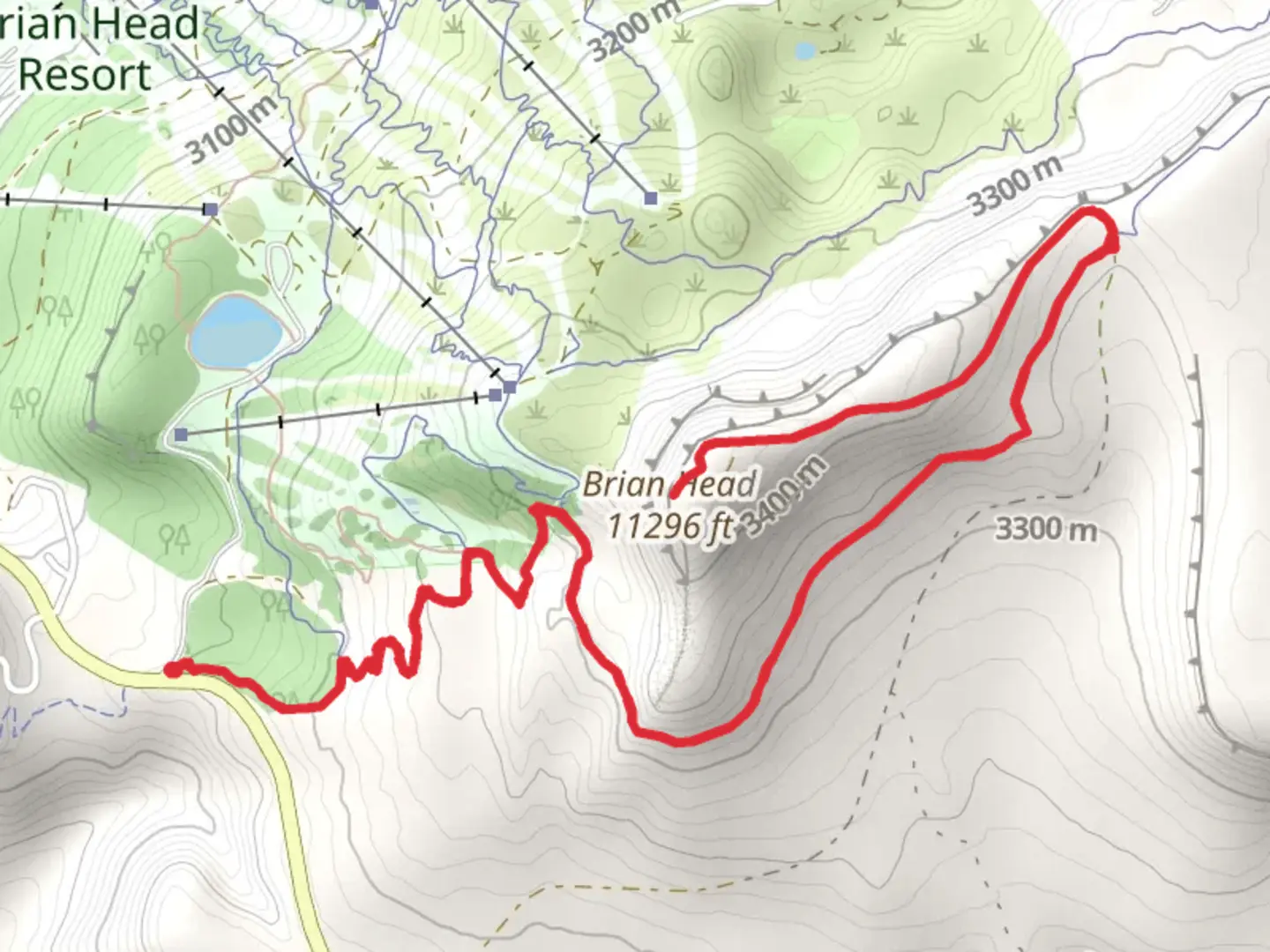 An image depicting the trail Brian Head via Color Flow and Brianhead Peak Trail and its surrounding area.