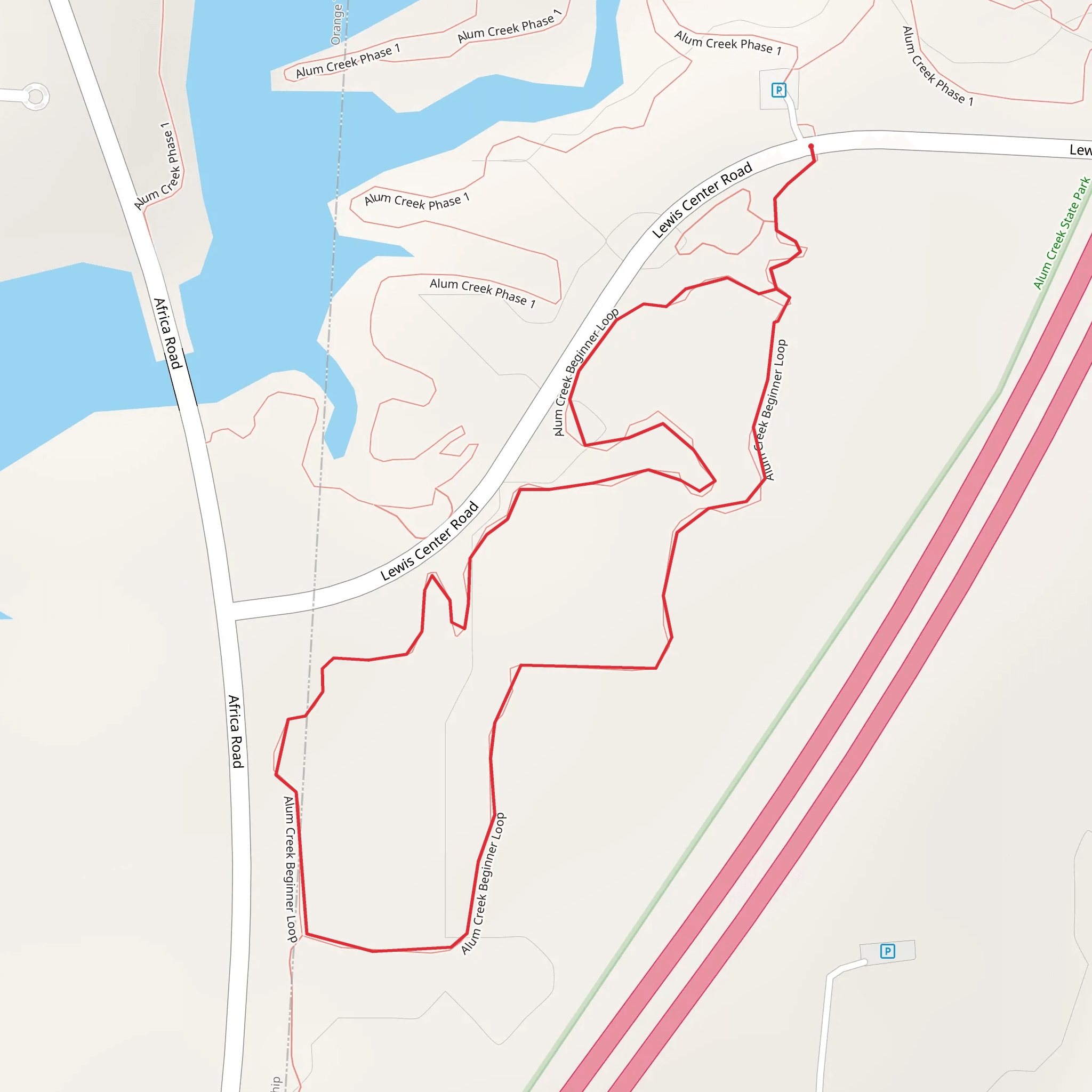 Alum Creek Beginner Loop mobile static map