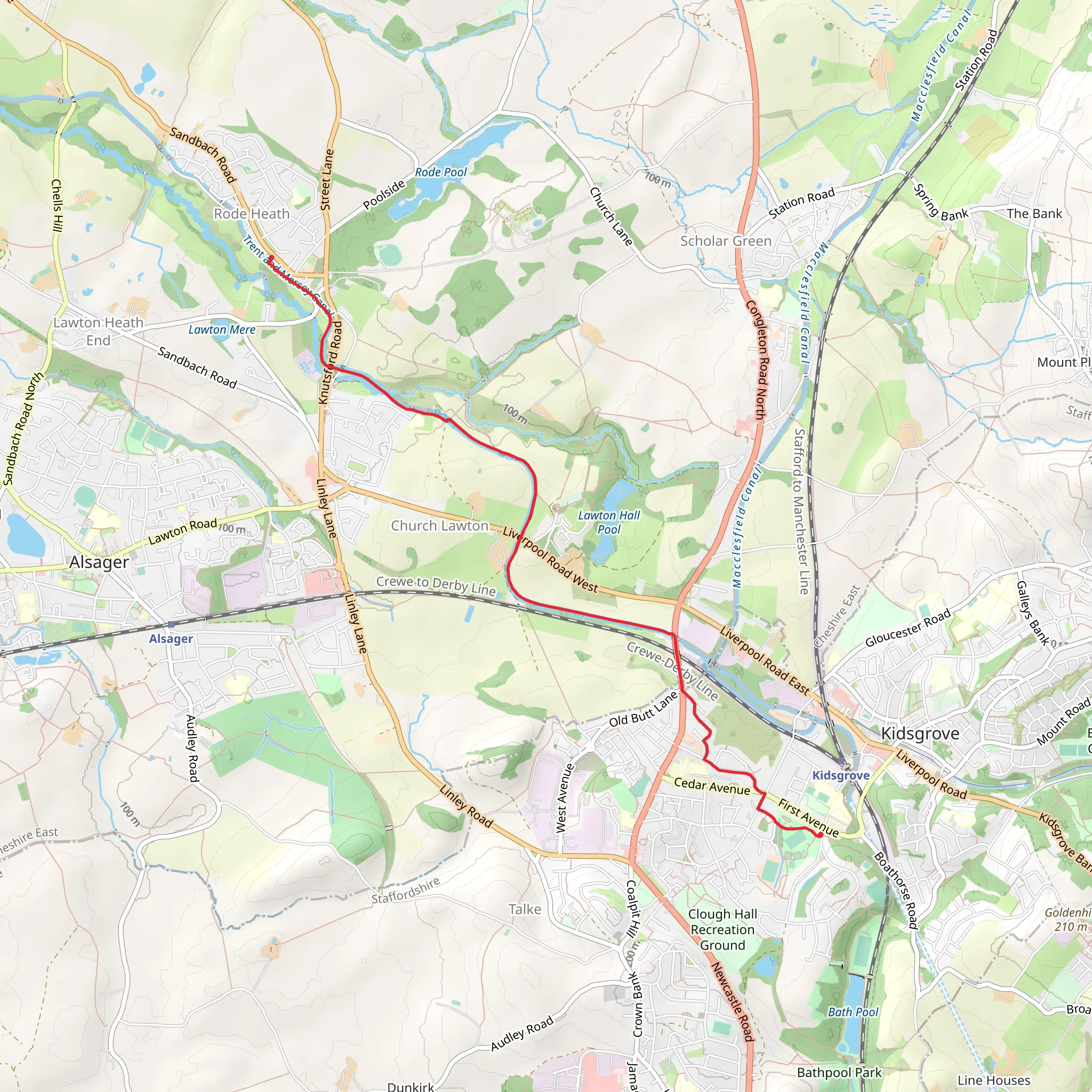 Rode Heath to Kidsgrove Walk mobile static map
