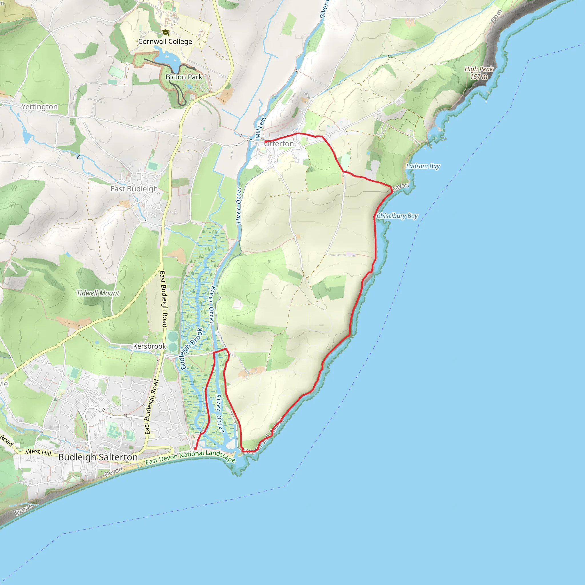 Budleigh Salterton to Otterton Walk mobile static map