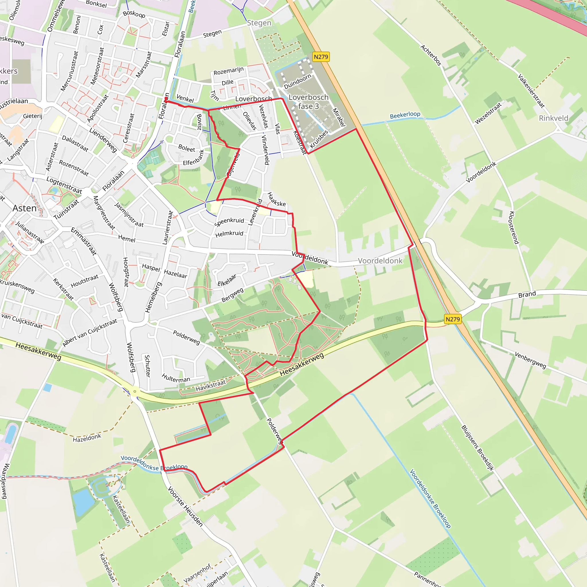 Polderse Bossen and Biesvelden via Veldloop mobile static map